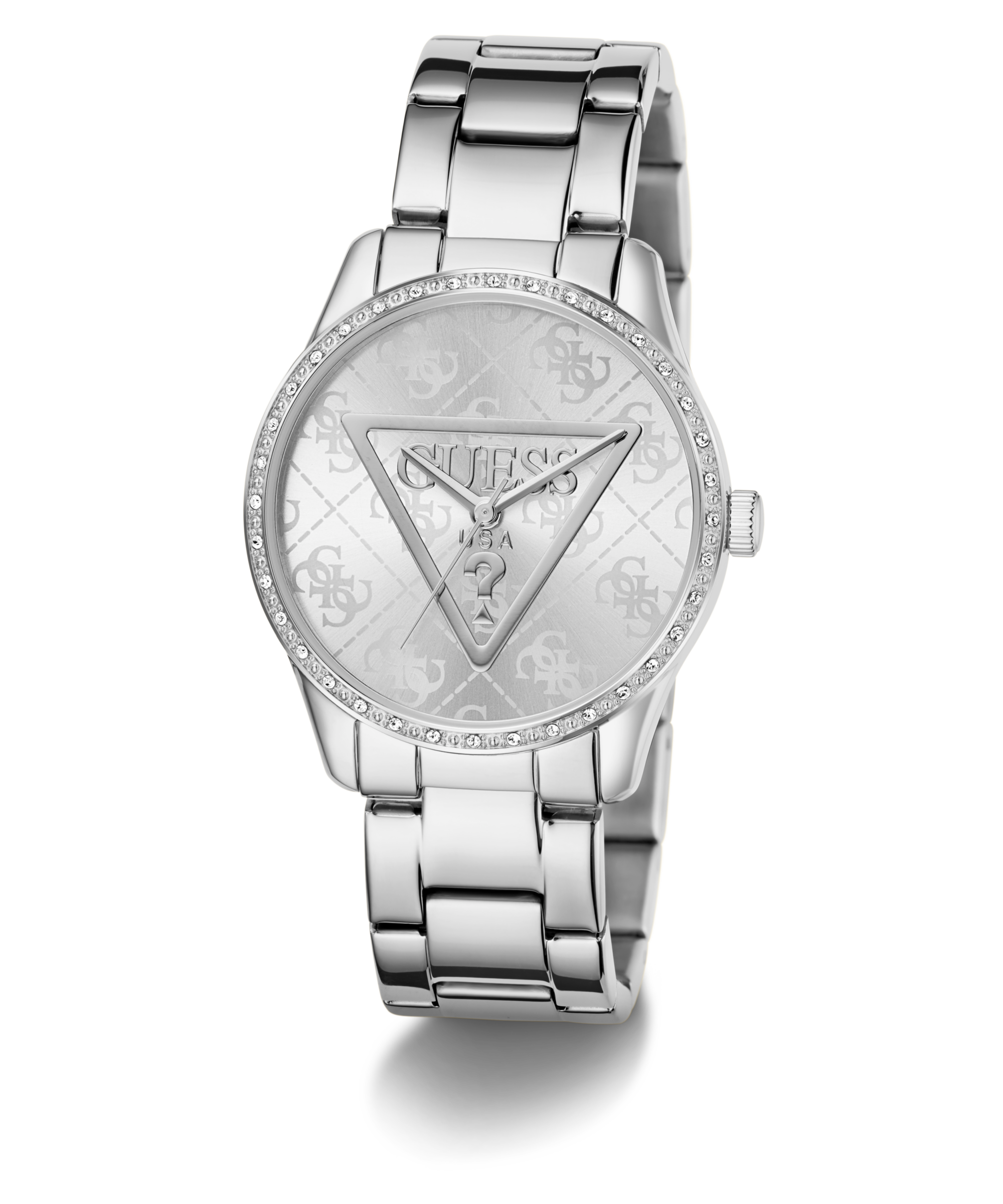 Guess Quarzuhr »ROXY« Armbanduhr, Damenuhr, Edelstahlarmband, Kristallglas