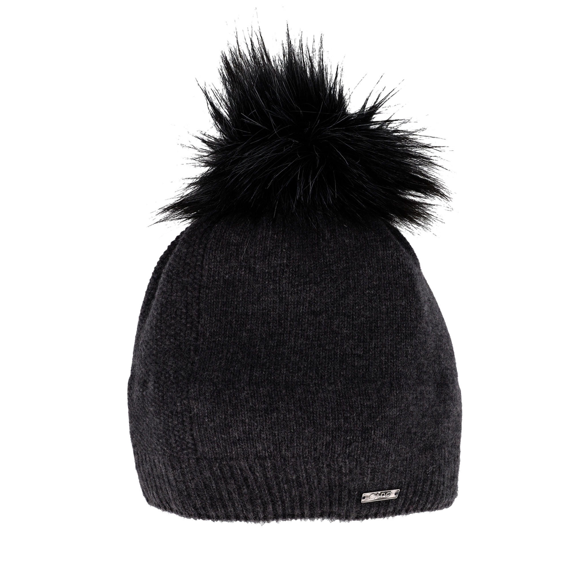CAPO Strickmütze Wintermütze, Kaschmir-Wolle-Mischung, Futter, Fake-Fur, Struktur