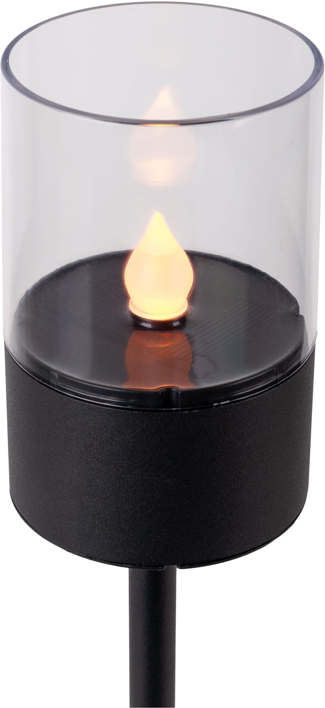 my home LED Solarleuchte »Lufy«, 4 flammig, Leuchtmittel LED-Modul | LED fest integriert, 4er Set Dekoerdspieß, Flammeneffekt, Metall schwarz lackiert, H: 37cm