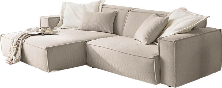 3C Candy Ecksofa »Matteo in elegant, kubischer Formensprache, bequem, L-Form«, mit auffälliger Kedernaht, Feincord-Bezug, Lounge-Charakter