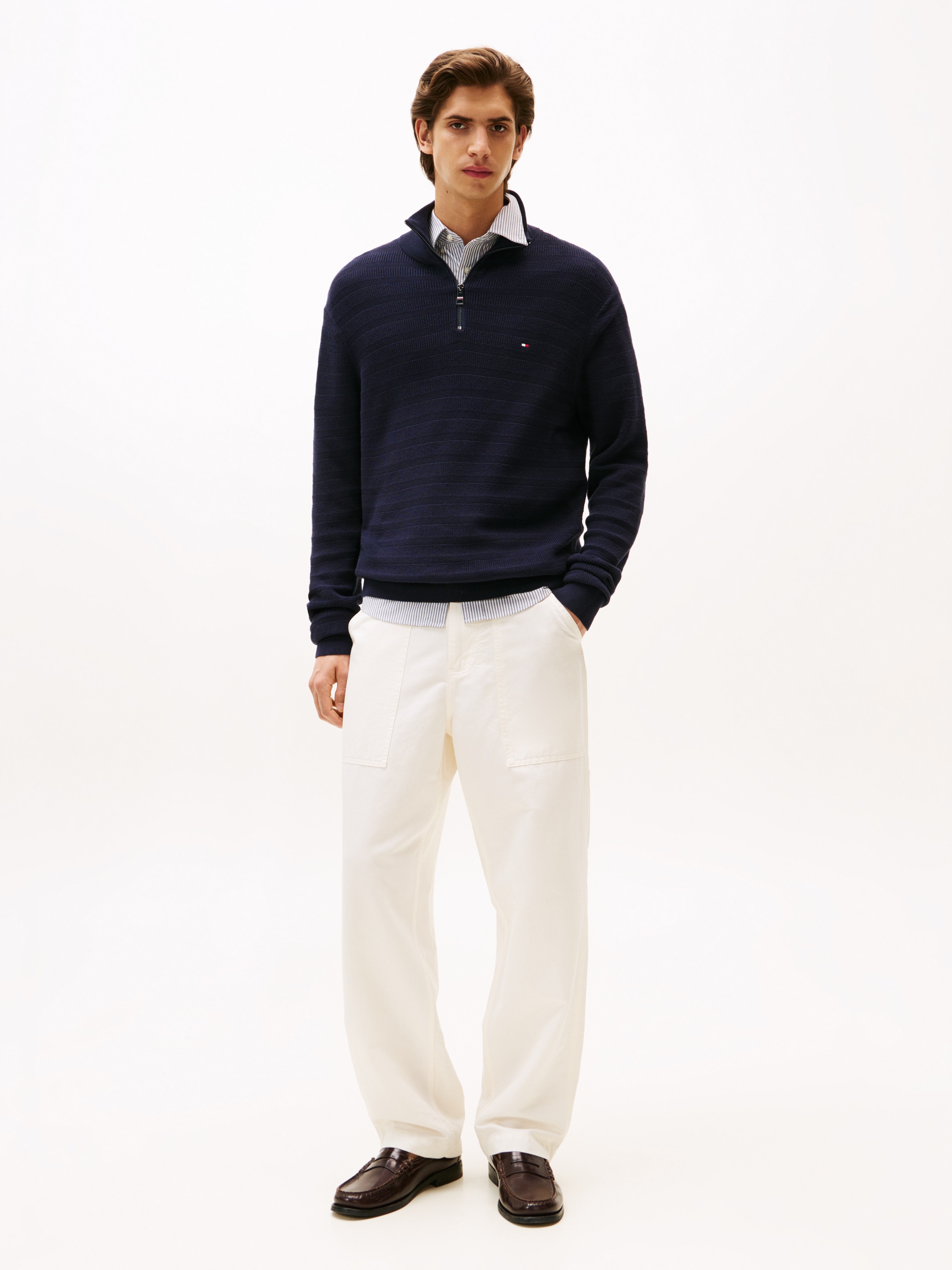 Tommy Hilfiger Troyer »STRIPE STRUCTURE ZIP MOCK«, mit modischer Struktur