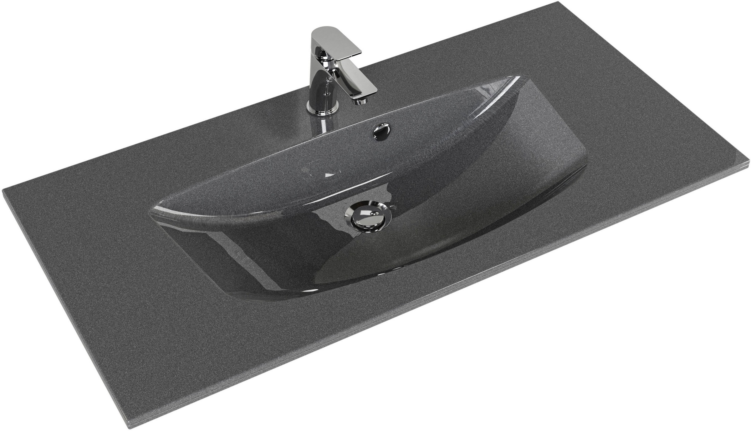 Saphir Badmöbel-Set »Serie 6025 2-teilig Mineralmarmor-Waschtisch mit LED-Spiegelschrank«, (2 St.), Waschplatz 97 cm breit, 2 Schubladen, 3 Spiegel-Türen, inkl Türdämpfer