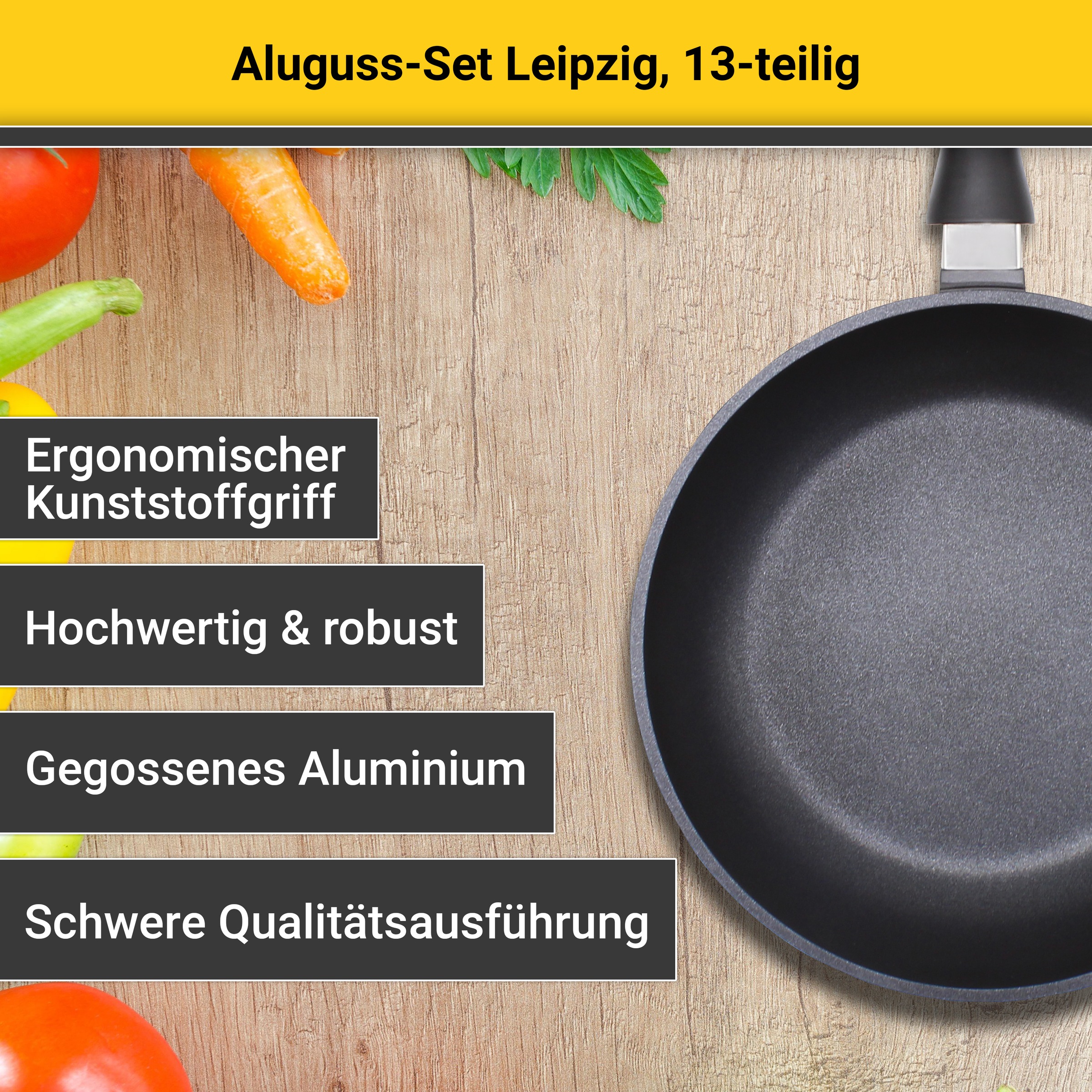 Krüger Pfannen-Set "Aluguss Topf- und Pfannenset LEIPZIG inkl. Küchenhelfer günstig online kaufen