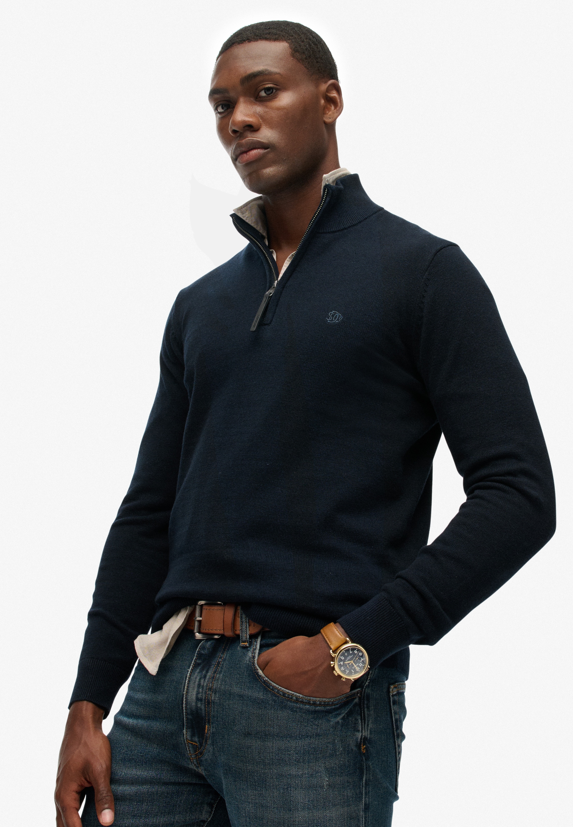 Superdry Strickpullover »ESSENTIALS COTTON HALF ZIP«