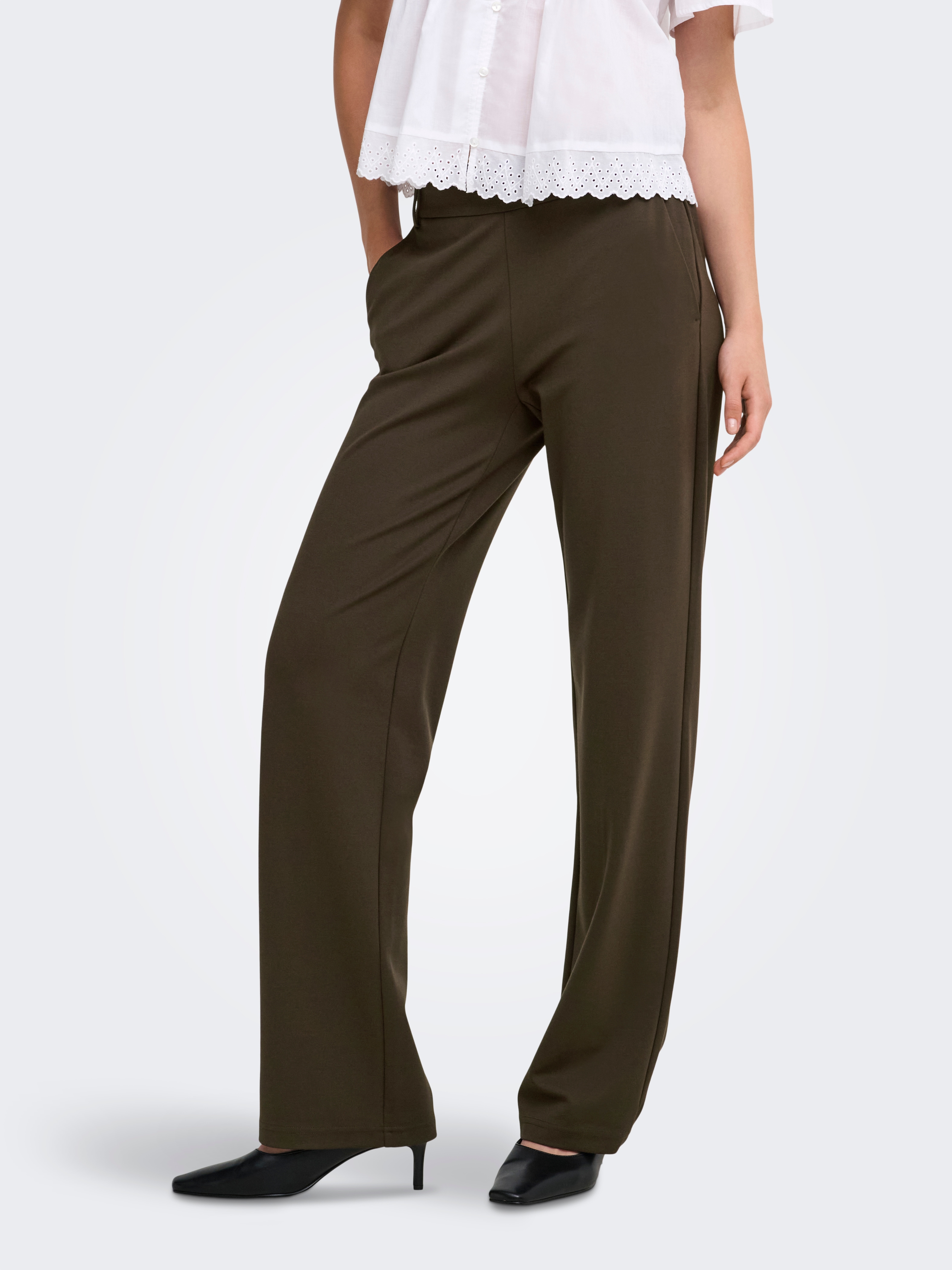 ONLY Anzughose "ONLPOPTRASH LIFE MW STRAIGHT PANT PNT" Viskosemischung