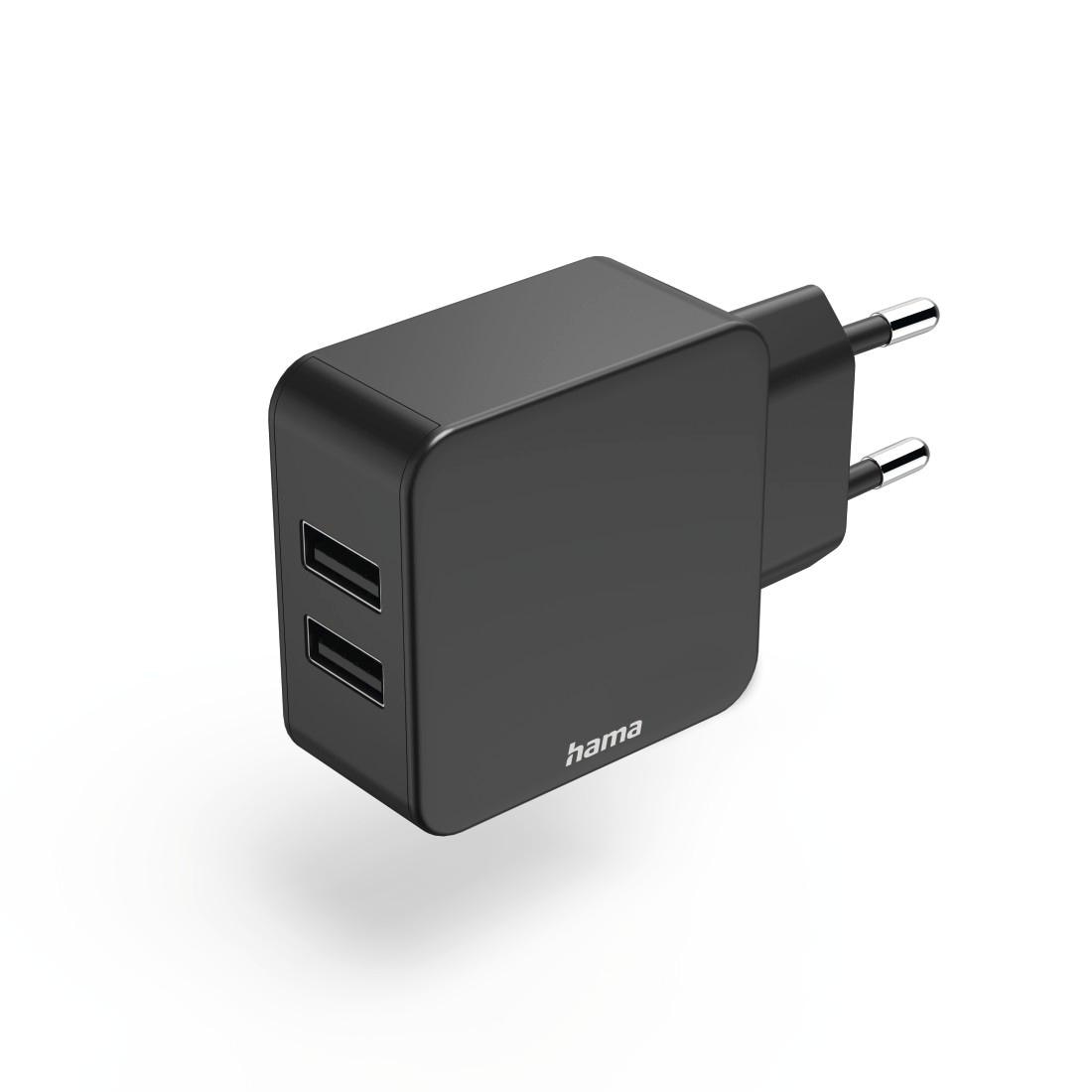 Hama USB-Ladegerät »2 fach Ladegerät, USB A Netzteil, 2,4 A, Universaladapter, 12 W«