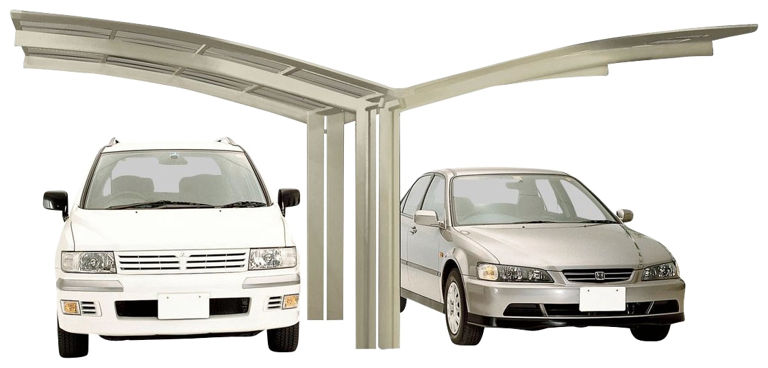 Ximax Doppelcarport "Portoforte Typ 80 Y-Edelstahl-Look", Aluminium, 527 cm, edelstahlfarben, Aluminium