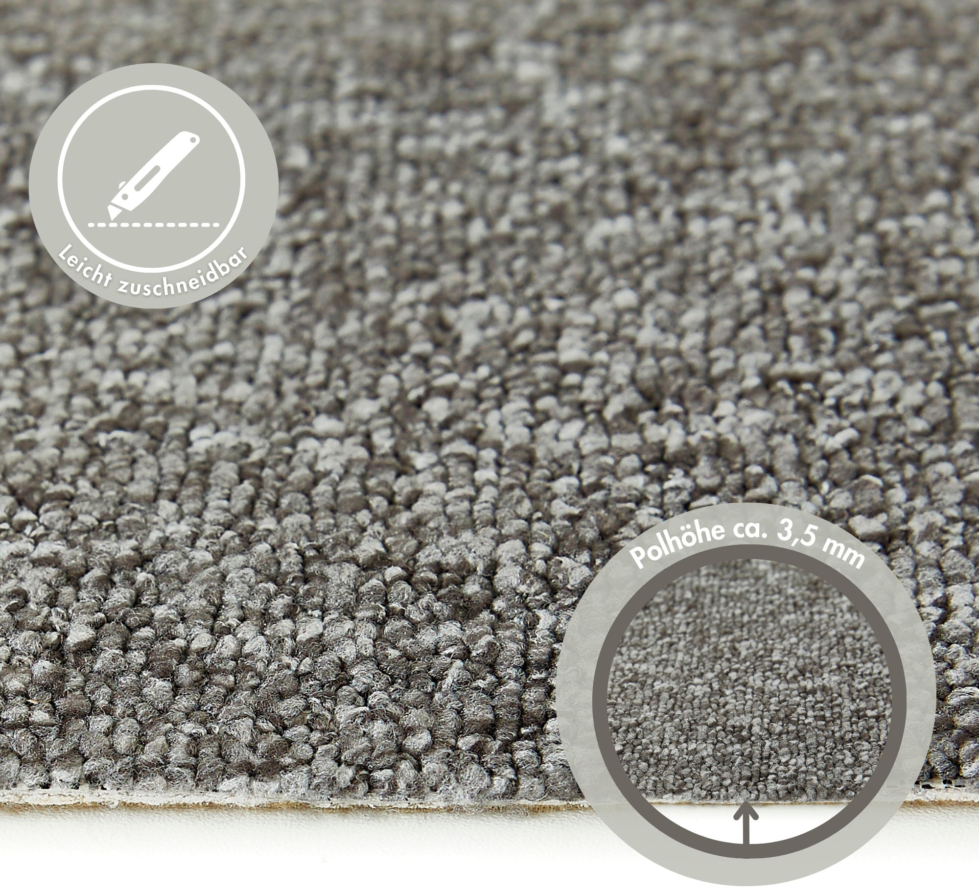 Andiamo Teppichboden »Bruce, Schlinge«, rechteckig, 4 mm Höhe, meliert. Breite 400 cm, Wohnzimmer, strapazierfähig & robust