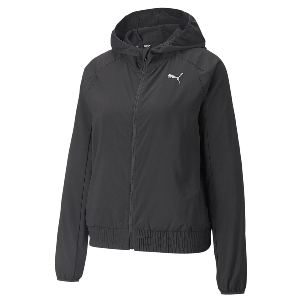 Damenmode Pullover PUMA Trainingspullover »5K Gewebte Damen Laufjacke Regular« schwarz Damenmode Pullover PUMA Trainingspullover »5K Gewebte Damen Laufjacke Regular« schwarz