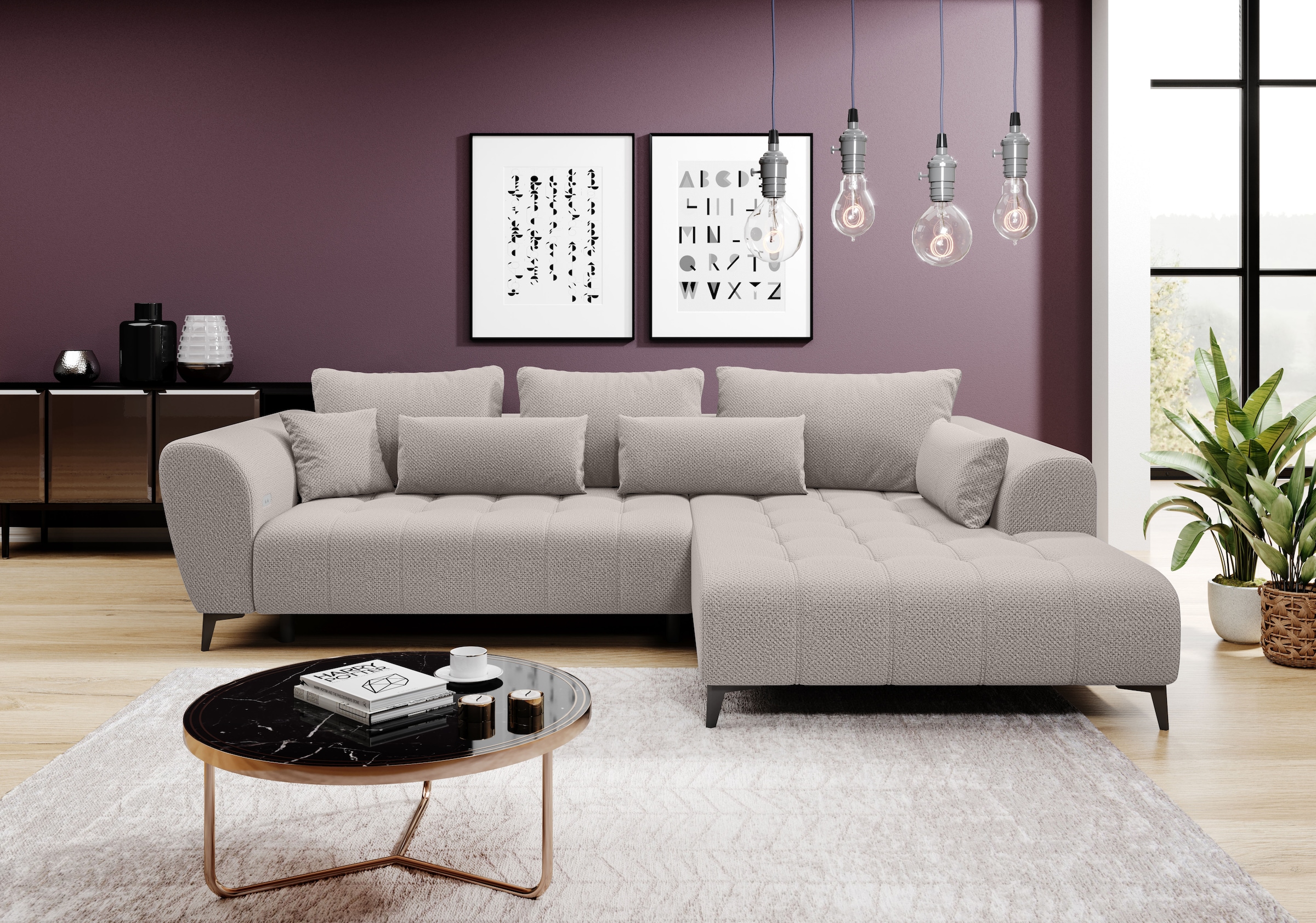 WERK2 Ecksofa "Memo Garay, XXL-Liegefläche, elektrisch ausziehbar auf ca. 2 günstig online kaufen