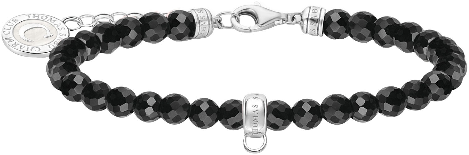 THOMAS SABO Charm-Armband »mit rosa oder schwarzen Beads, A2141-067-9-L19v, A2141-130-11-L19v«, mit Achat oder Rosenquarz