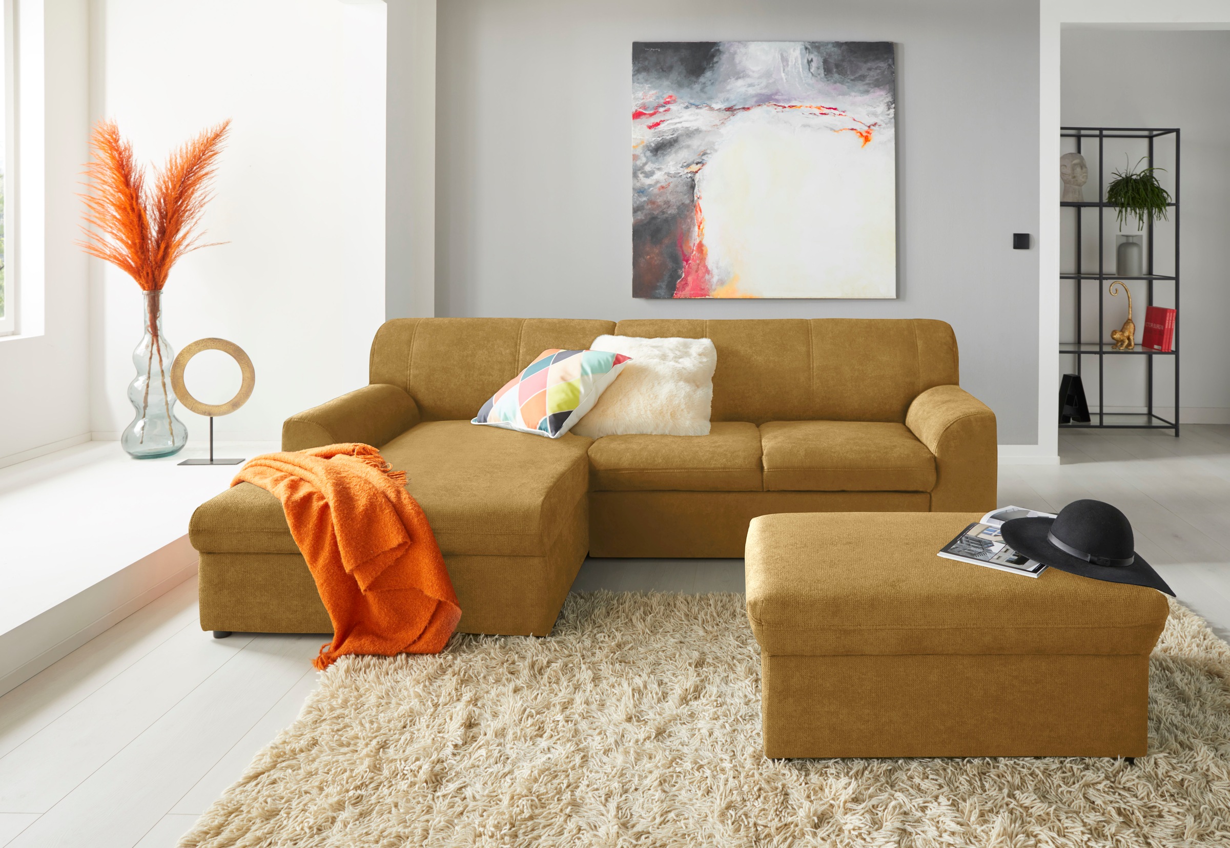Thumbnail - DOMO collection Ecksofa "Topper, elegant und zeitlos, kompaktes Stellmaß 245/155cm, L-Form", mit Recamiere, wahlweise mi...