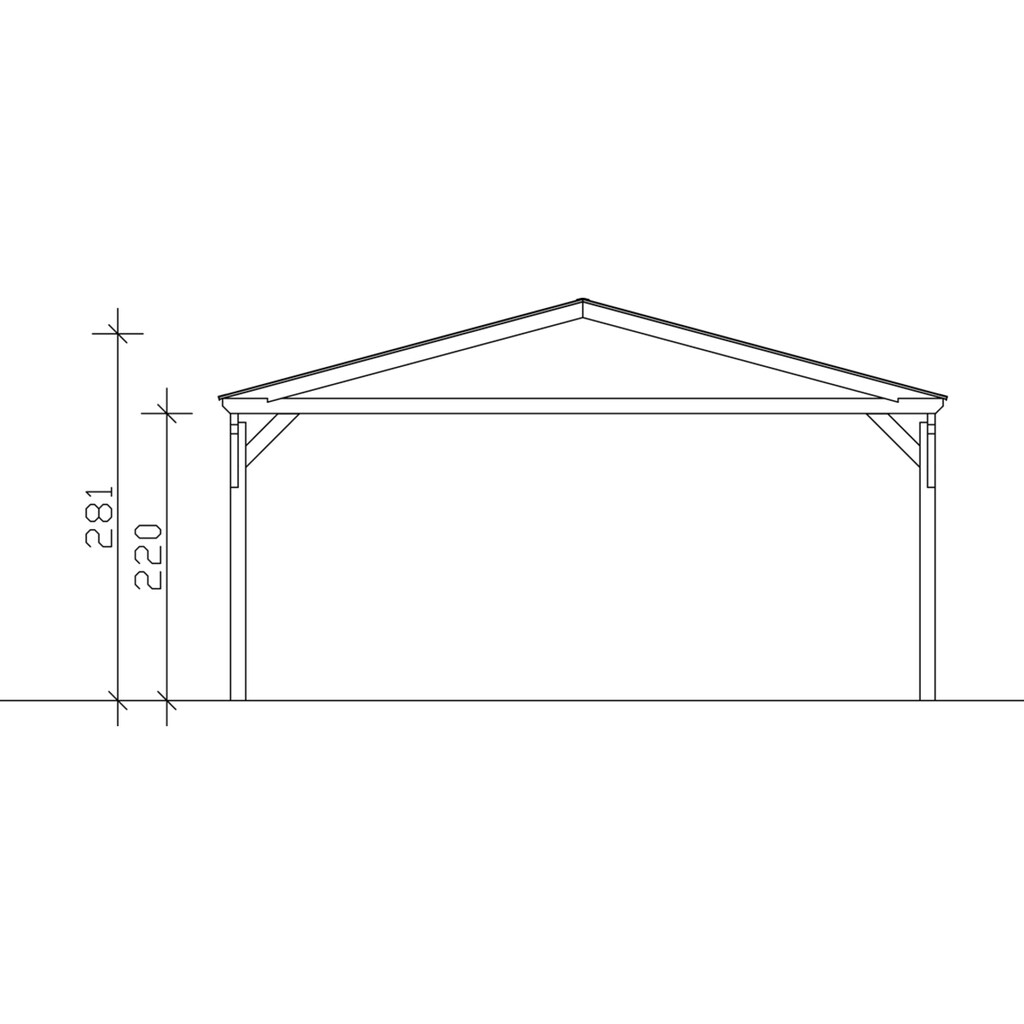 Skanholz Doppelcarport »Westerwald«, Leimholz-Nordisches Fichtenholz, 534 cm, hellbraun