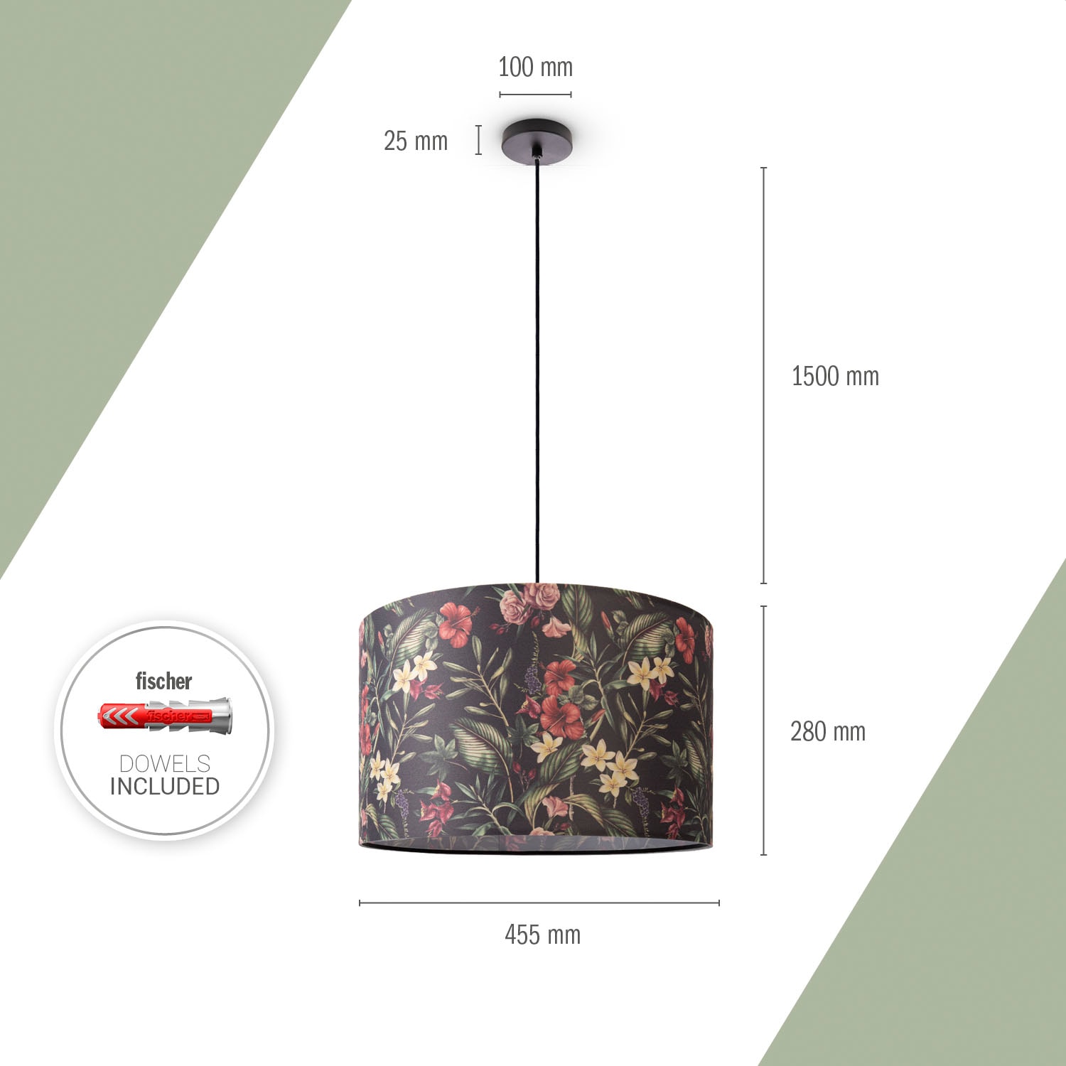 Paco Home Pendelleuchte »Hugo Flower«, Schlafzimmer Pendelleuchte Wohnzimmer  Blumen Stoff Lampenschirm | BAUR