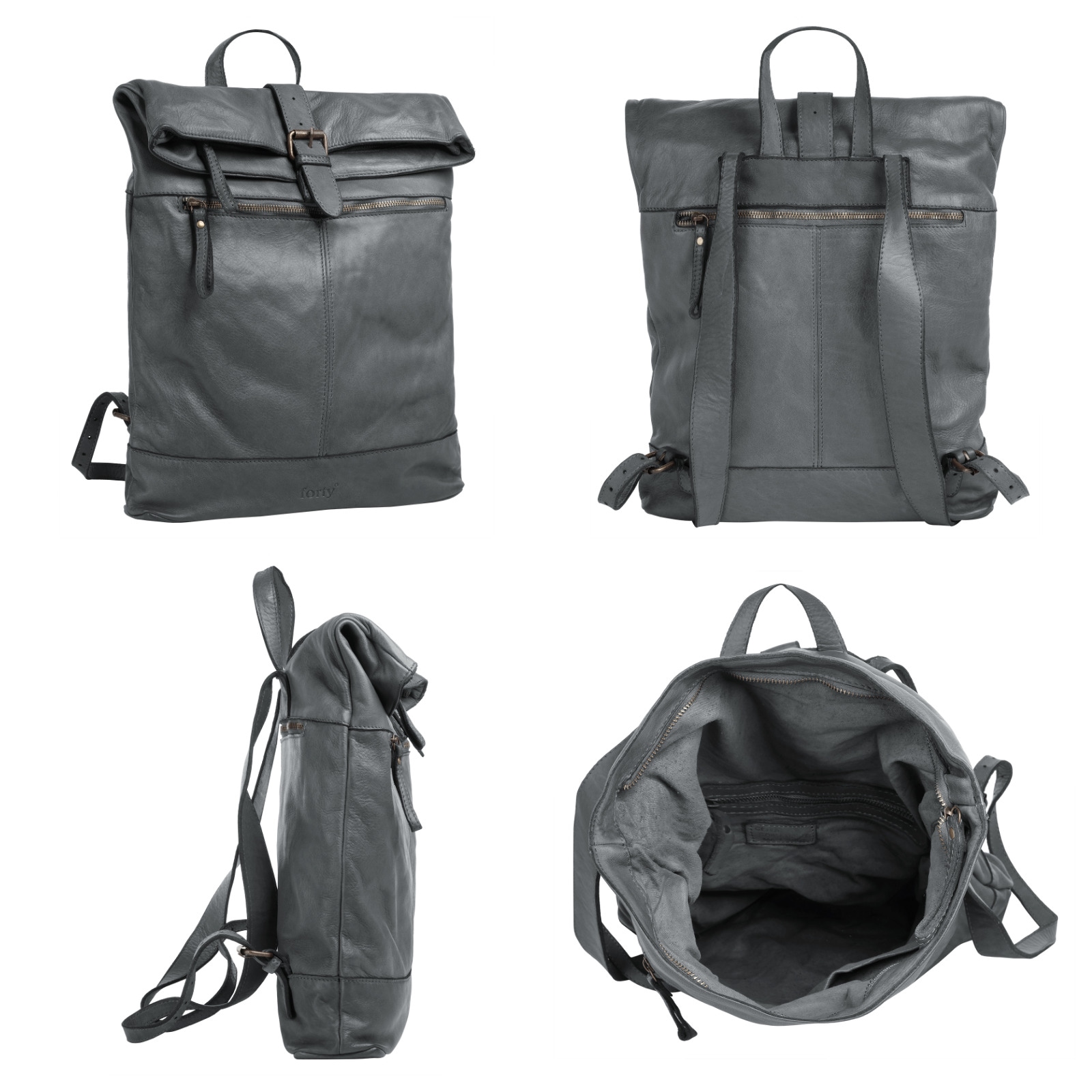 forty° Tagesrucksack, echt Leder, Made in Italy