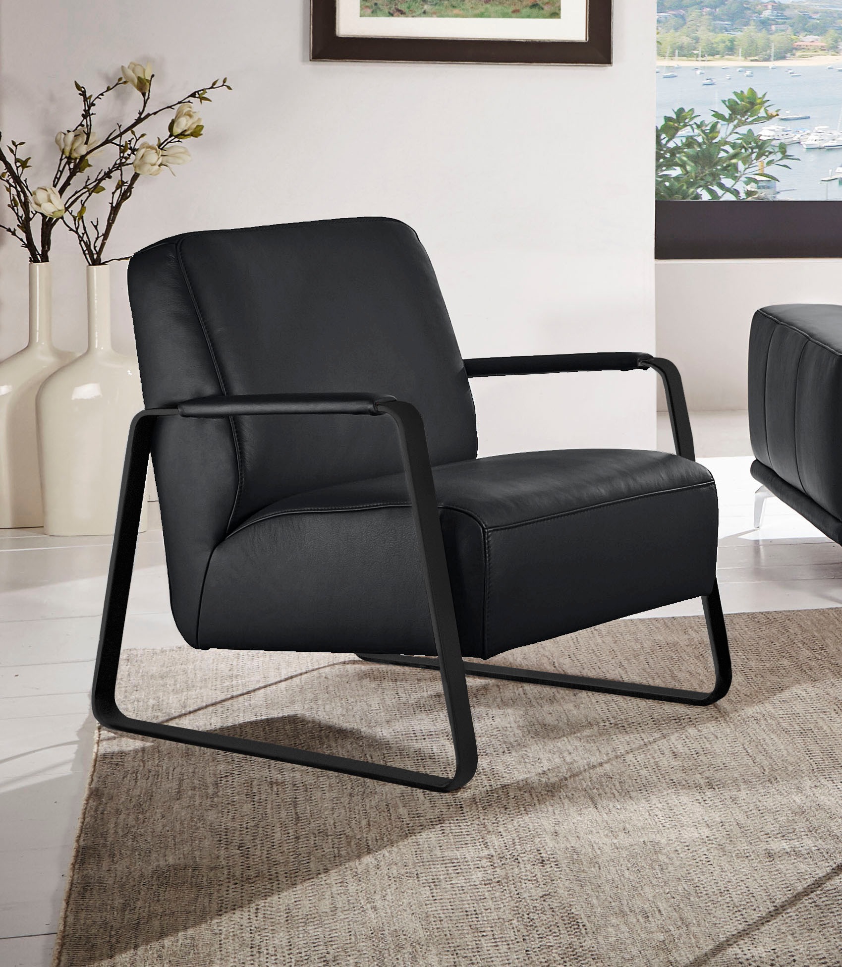 W.SCHILLIG Cocktailsessel "quadroo Loungesessel," mit bezogenen Armlehnen, Gestell in Schwarz pulverbeschichtet