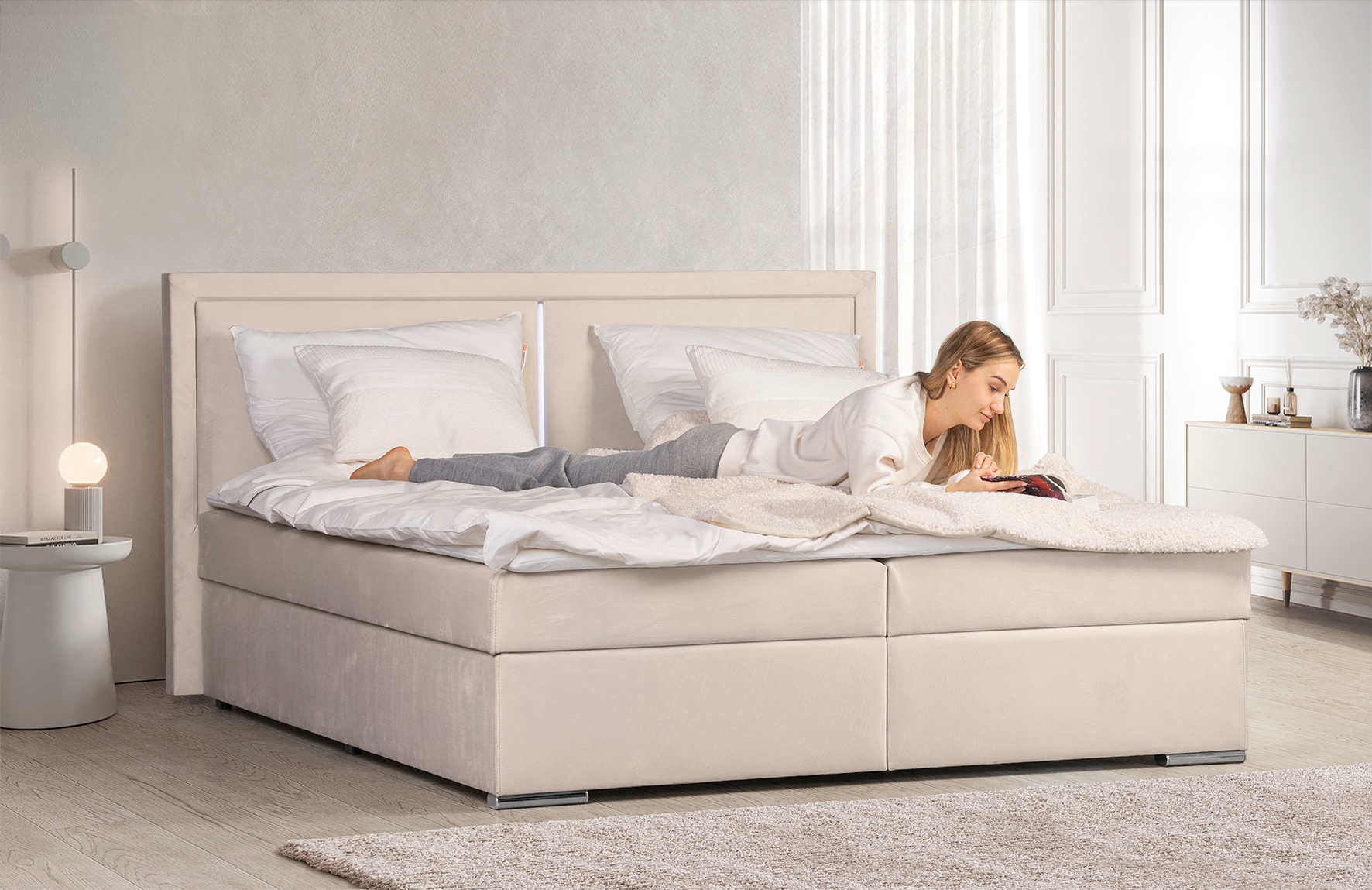 COLLECTION AB Boxbett »Athena«, Inkl. LED-Beleuchtung, Topper und Stauraum