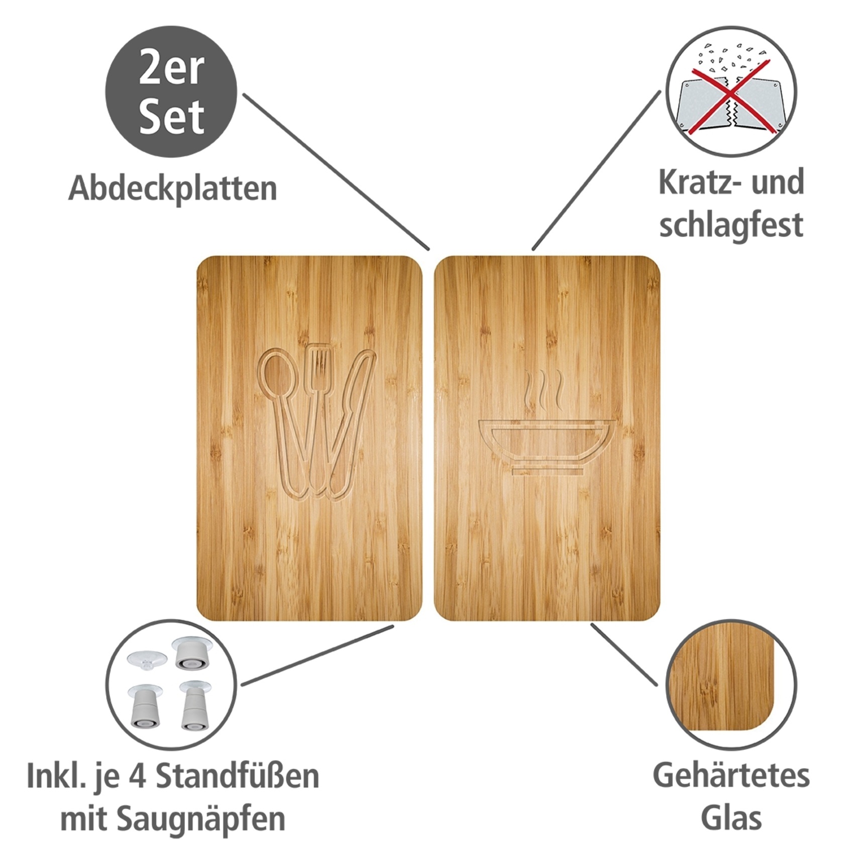 WENKO Herd-Abdeckplatte "Universal Modell Lunch", (Set, 2 tlg.), Herdabdeck günstig online kaufen