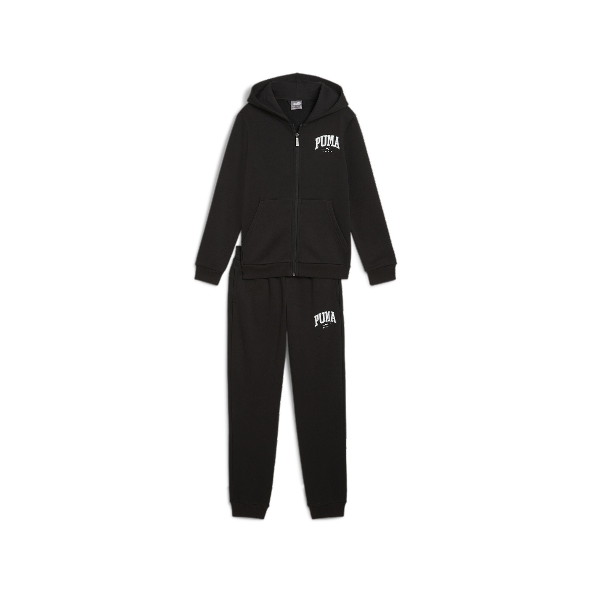 PUMA "SQUAD FULL-ZIP SWEAT SUIT FL B" 2 Stk. zweiteiliges Set, aus Baumwollmischung, Regular Fit, ohne Kapuze