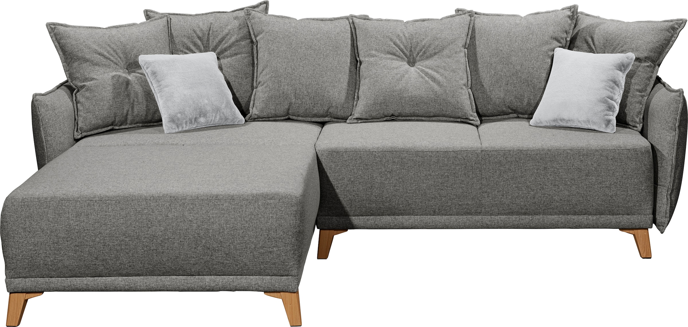ED EXCITING DESIGN Ecksofa »Pamplona L-Form«, mit Bettfunktion, Bettkasten & Zierkissen