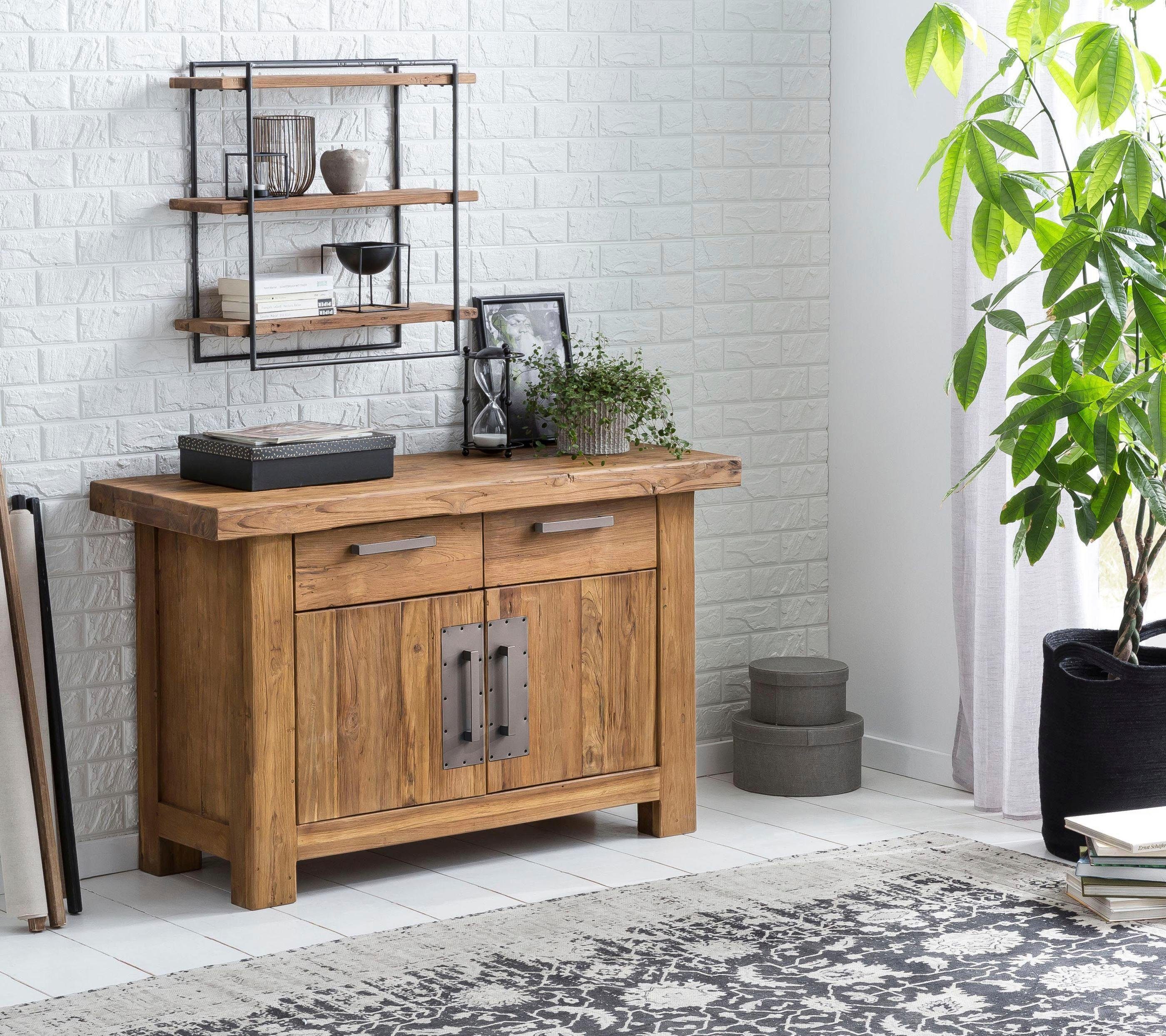 SIT Kommode "Chaves aus recyceltem Teakholz – 2 Türen & 2 Schubladen – Massivholz" Recyceltes Teak mit 2 Schubladen, 2 Holztüren und Metallbeschlägen