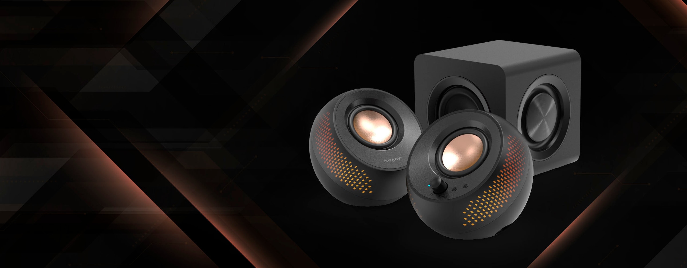 Creative 2.1 Soundsystem »Pebble X Plus 2.1 USB-C Lautsprecher, Bluetooth 5.3, RGB-Beleuchtung«, kabelloses Streaming, Computerlautsprecher mit Subwoofer