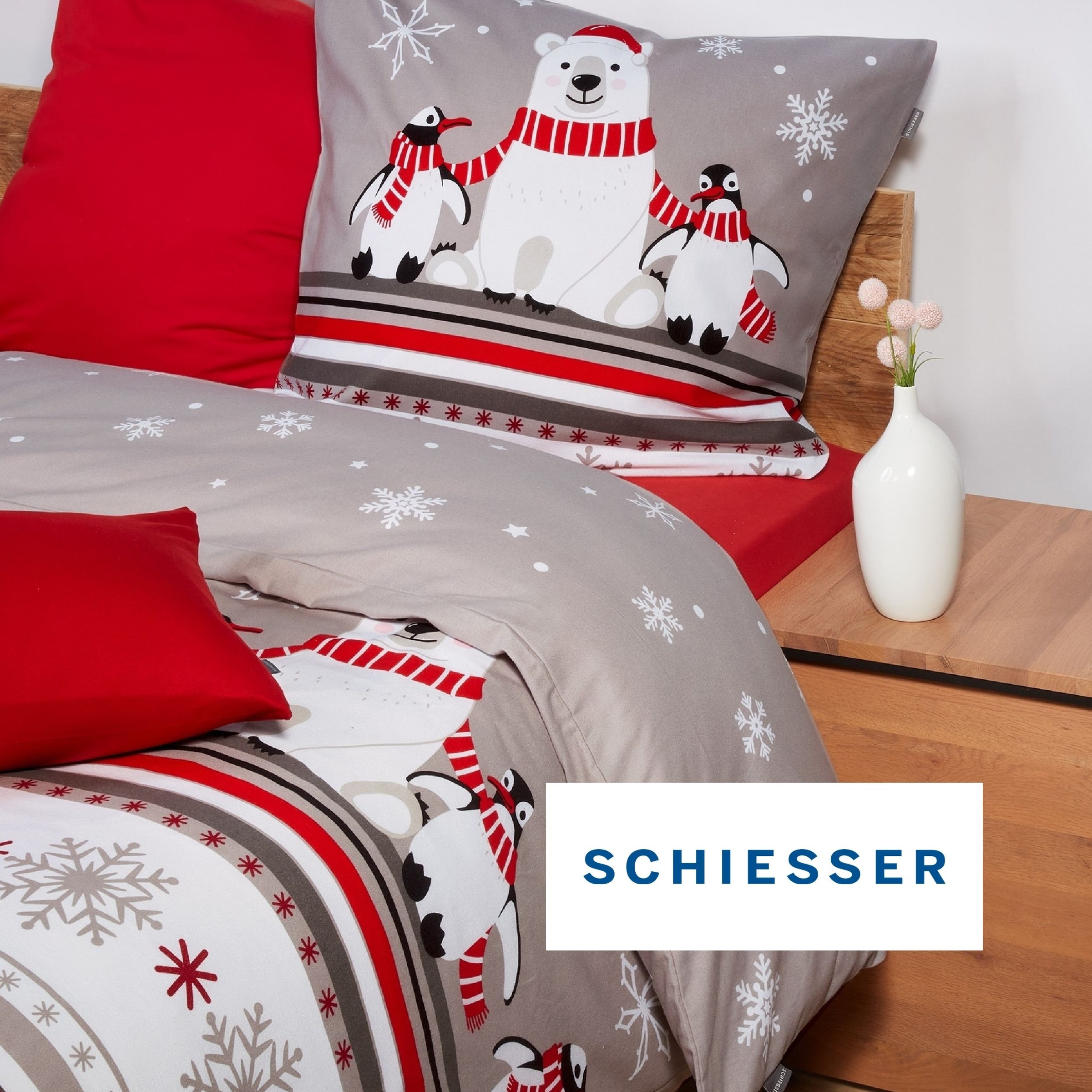 Schiesser Bettwäsche »Dida aus weicher Baumwolle mit coolem Winterprint« 2 Stk. OEKO-TEX® MADE IN GREEN-zertifiziert