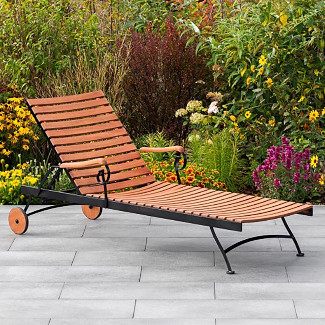 Thumbnail - MERXX Gartenliege "Schloßgarten Liege" Flachstahl mit Eukalyptusholz