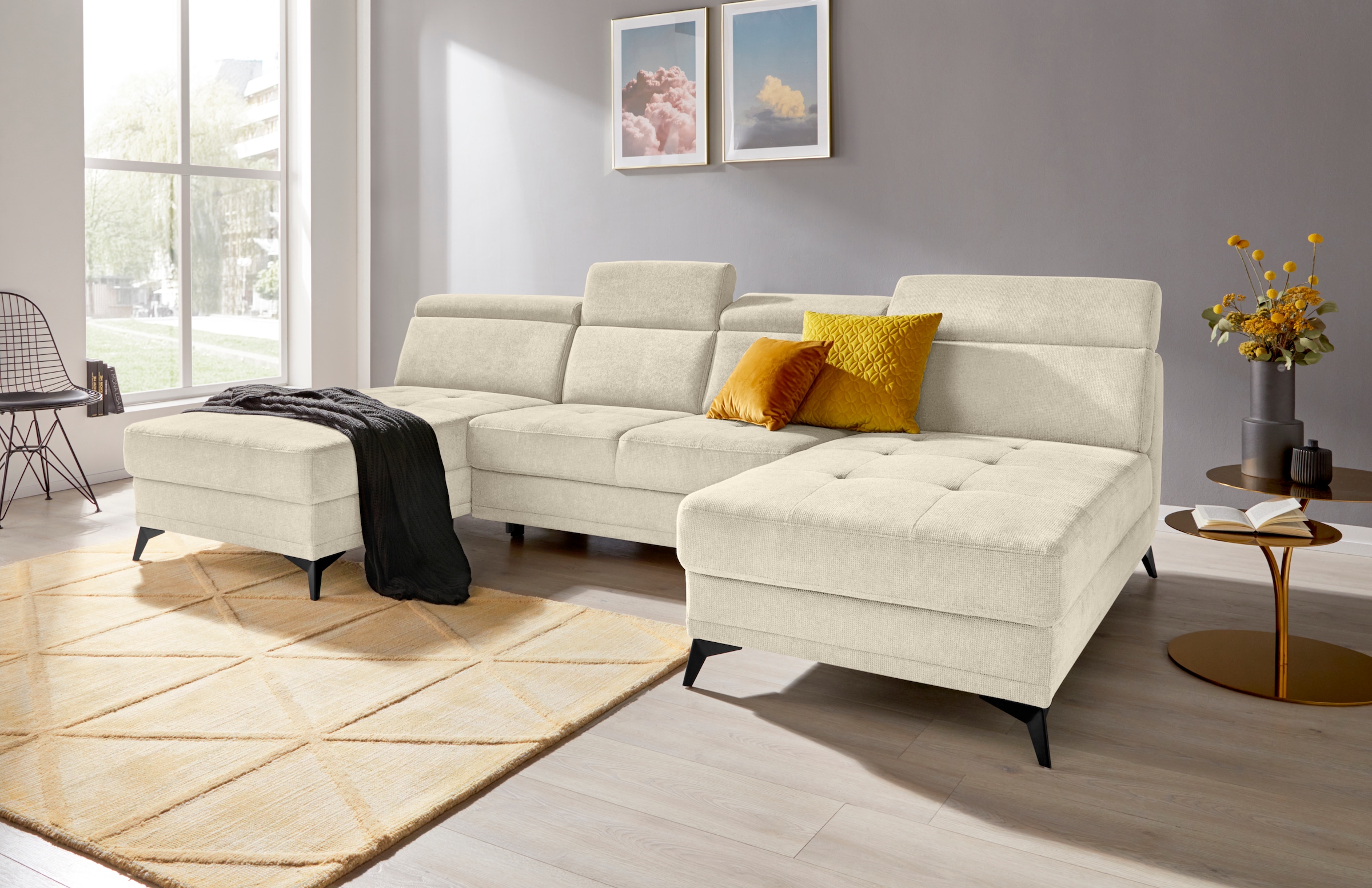 Home affaire Wohnlandschaft "Cardiz U-Form" inkl.Kopfteilverstellung und Fe günstig online kaufen