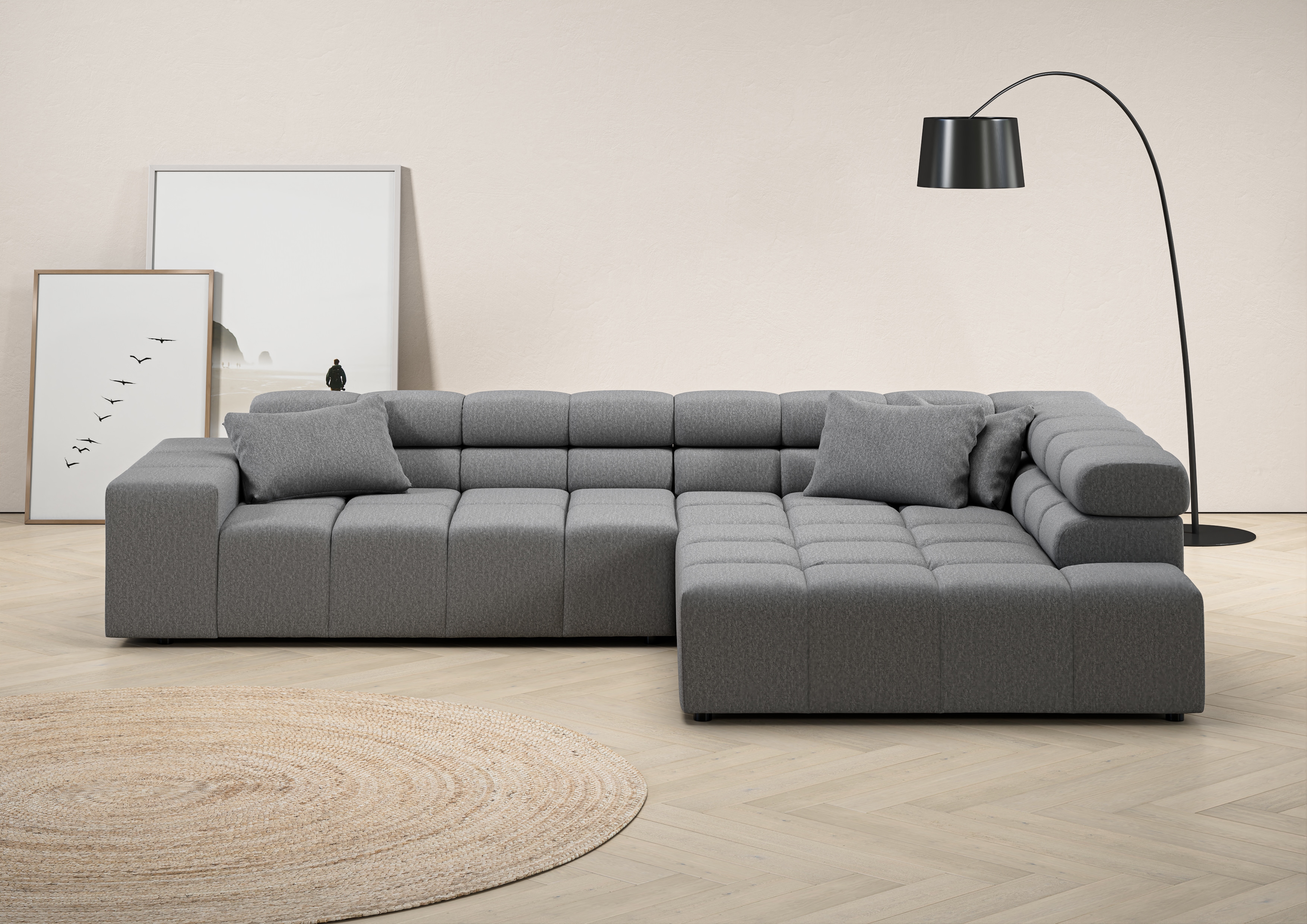 Home affaire Ecksofa "Ancona, Ecksofa, incl. Kopfteilverstellung, Breite 319 cm, L-Form" wahlweise motorische Sitztiefenverstellung, auch in Cord + Easy Care