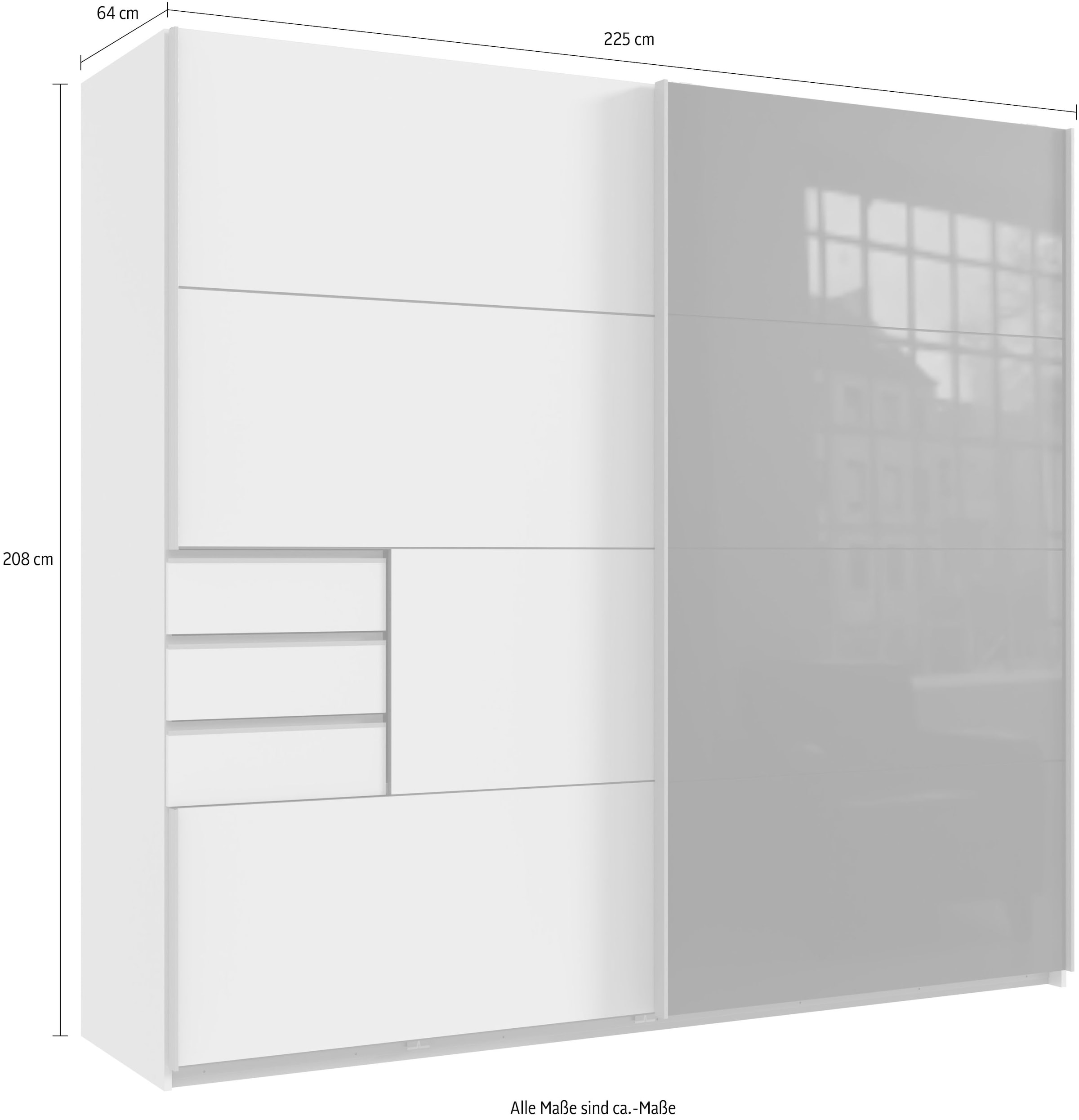 Wimex Schwebetürenschrank »Saigon«, mit Spiegeltür, 2 Türen, 225cm breit