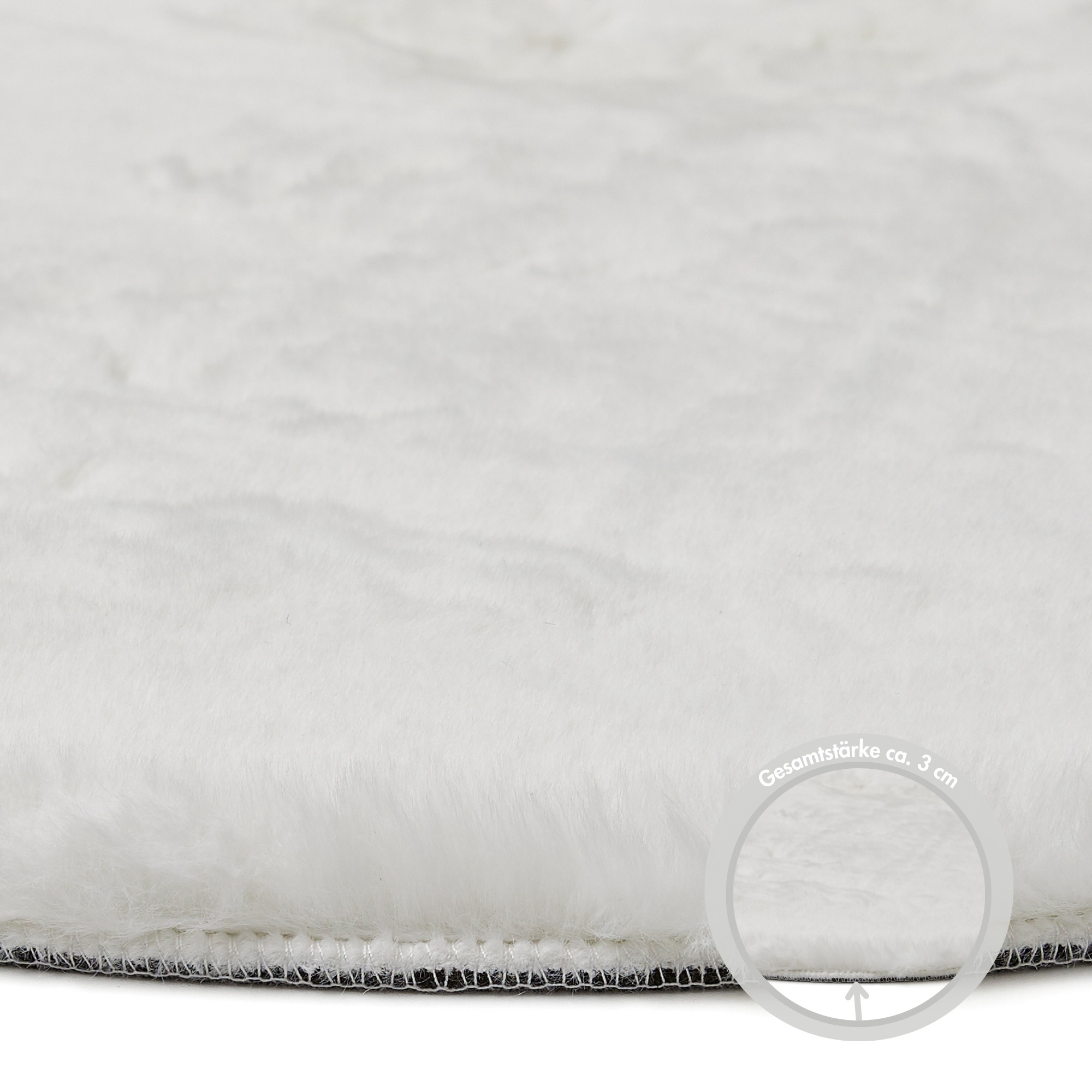 Hochflor-Teppich OTTO HOME "Lugano", weiß, H:30mm Ø:120cm, Teppiche, Kunstfell, Uni Farben, sehr weich & kuschelig 3