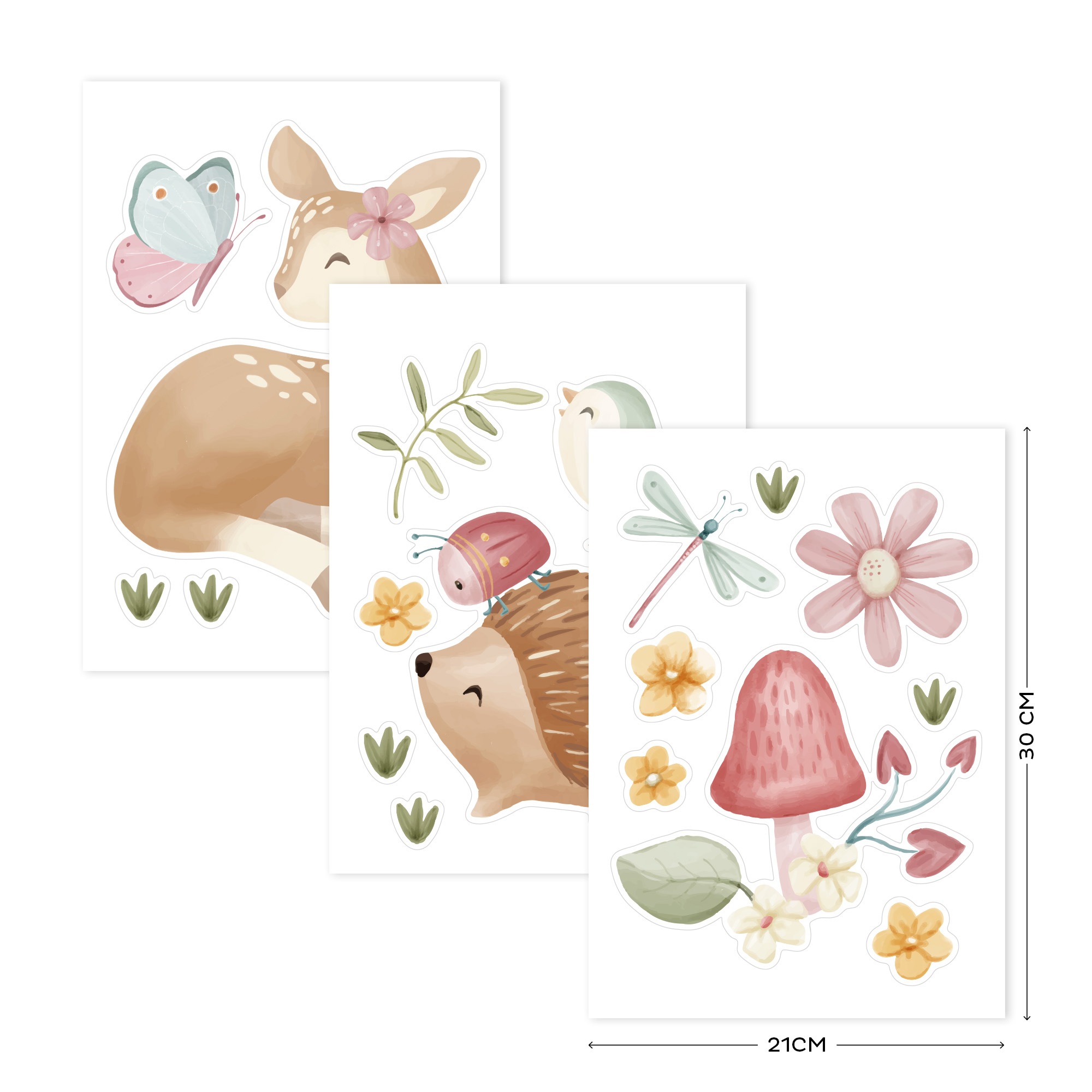 LITTLE DUTCH Wandtattoo »Wandsticker Set Fairy Garden A4 (3x St.)«, (Set, 3 St.), 3x A4-Format