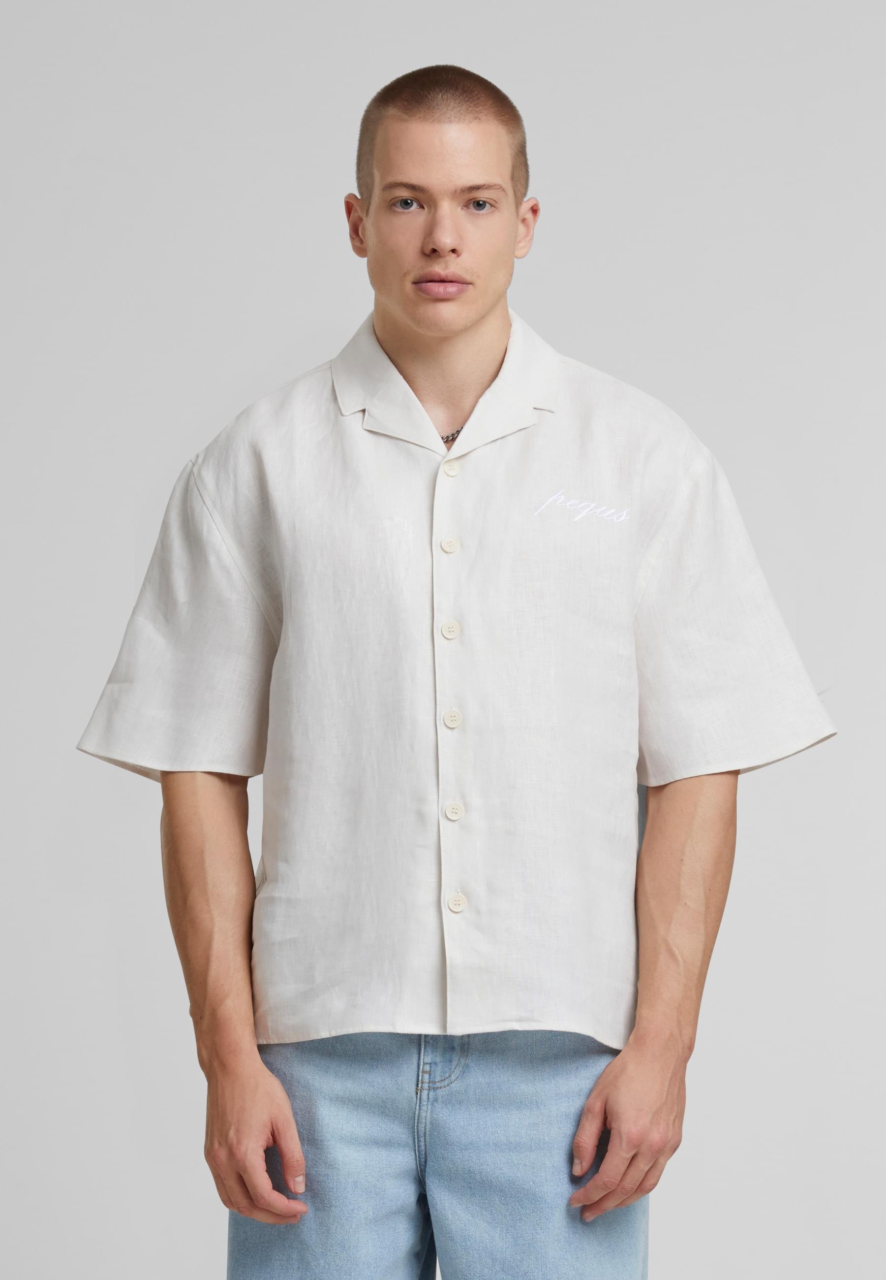 PEQUS Langarmhemd »PEQUS PEQUS Chest Logo Linen Shirt« 1 Stk.