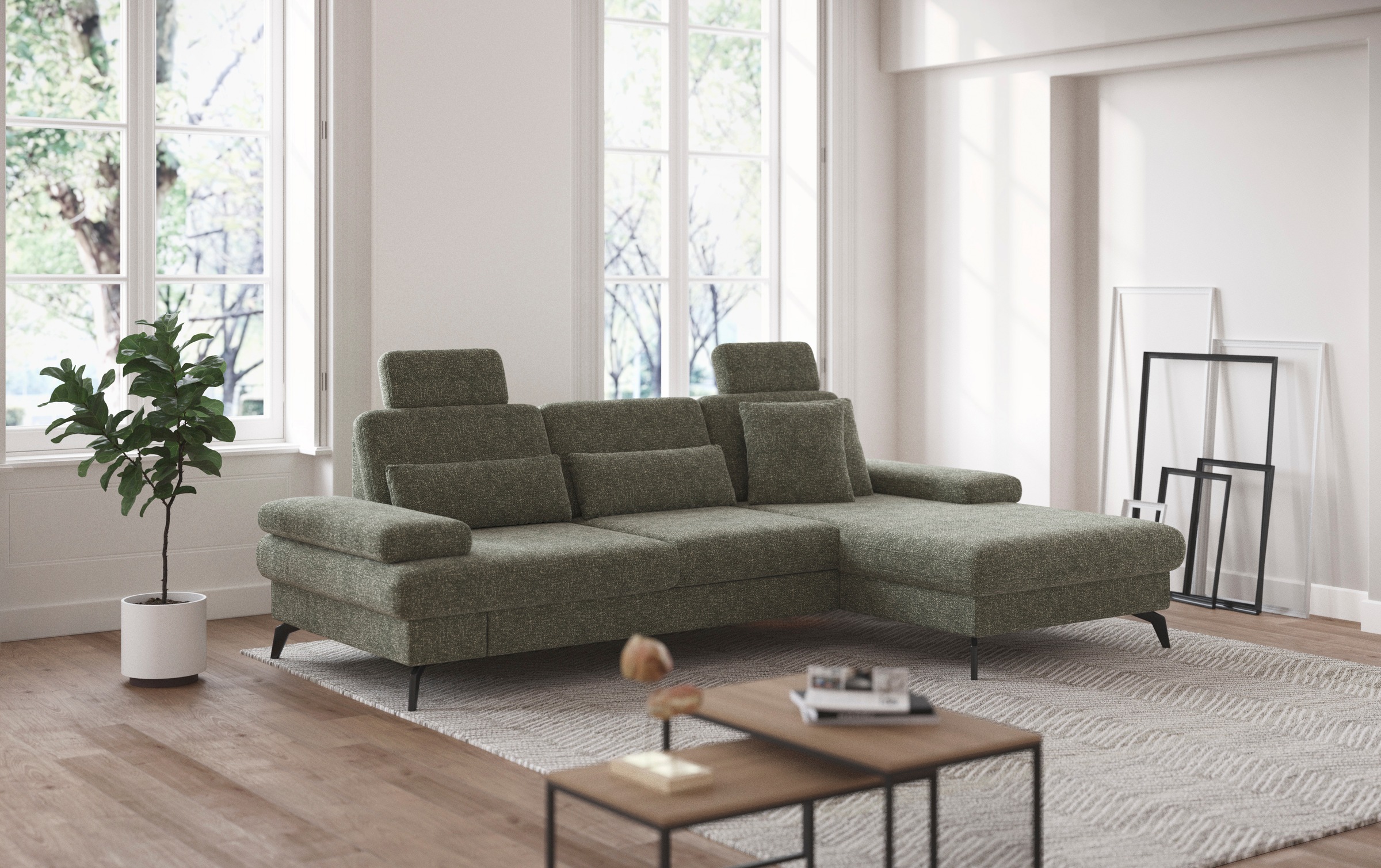 sit&more Ecksofa »Morris L-Form, inkl. Sitztiefenverstellung«, wahlweise mit Armteilverstellung, Bettfunktion & Bettkasten
