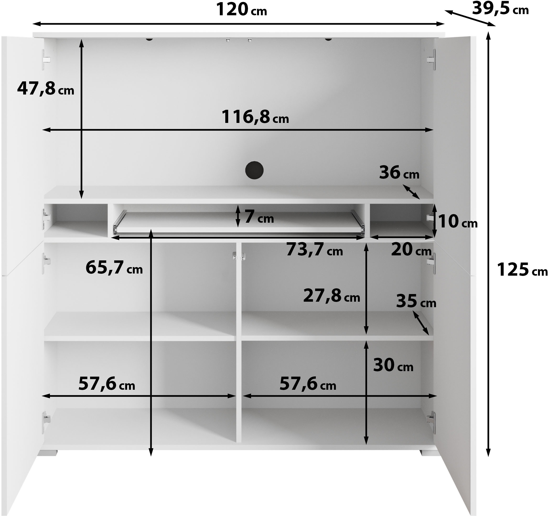 INOSIGN PC-Schrank »Kenia, Sekretär, Home Office«, (1 St.), Mit Push-to-open, Tastaturauszug und praktischem Stauraum