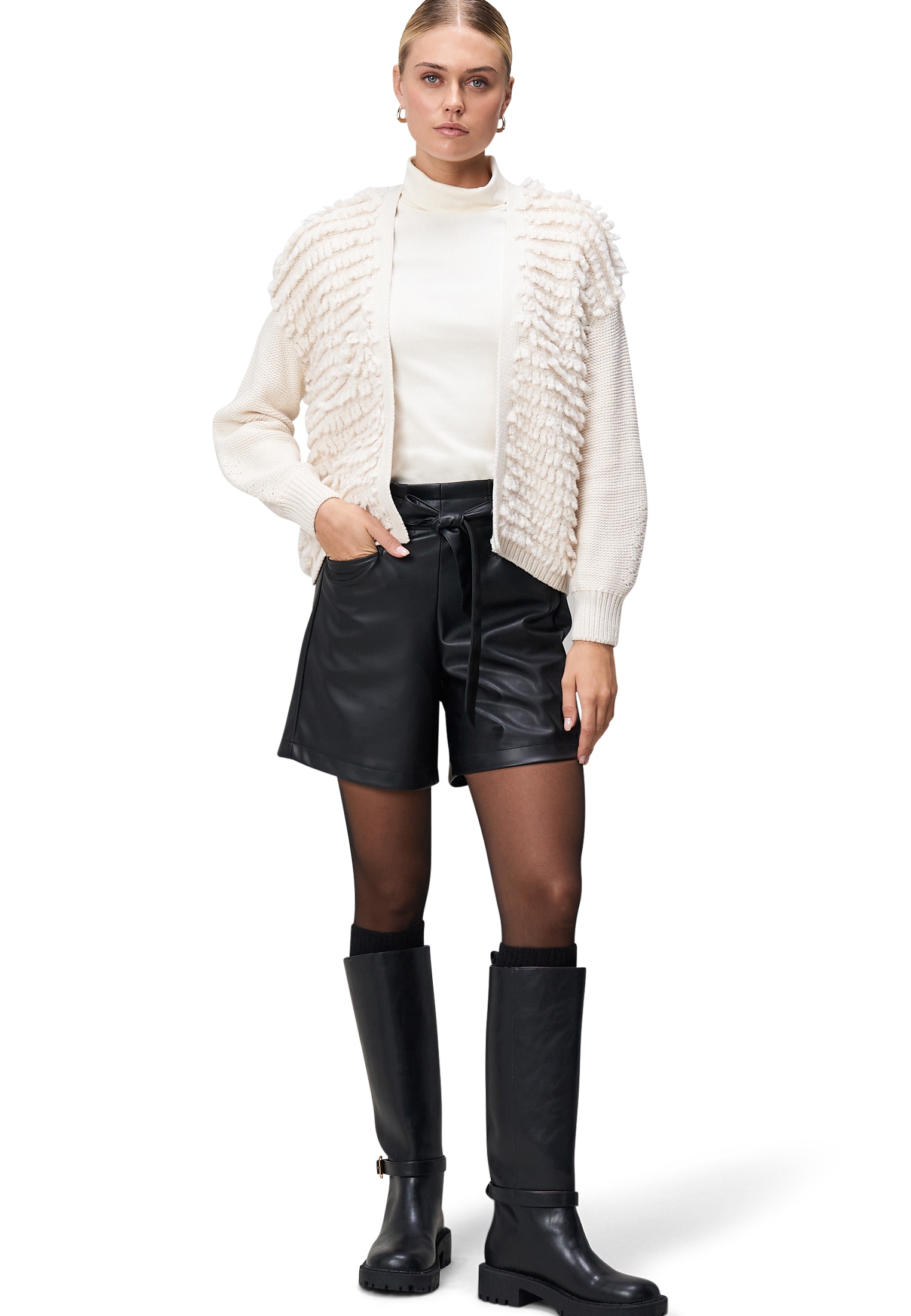 Zero Strickjacke »Damen Strickjacke offener Style« 1 Stk. tlg. Fransen