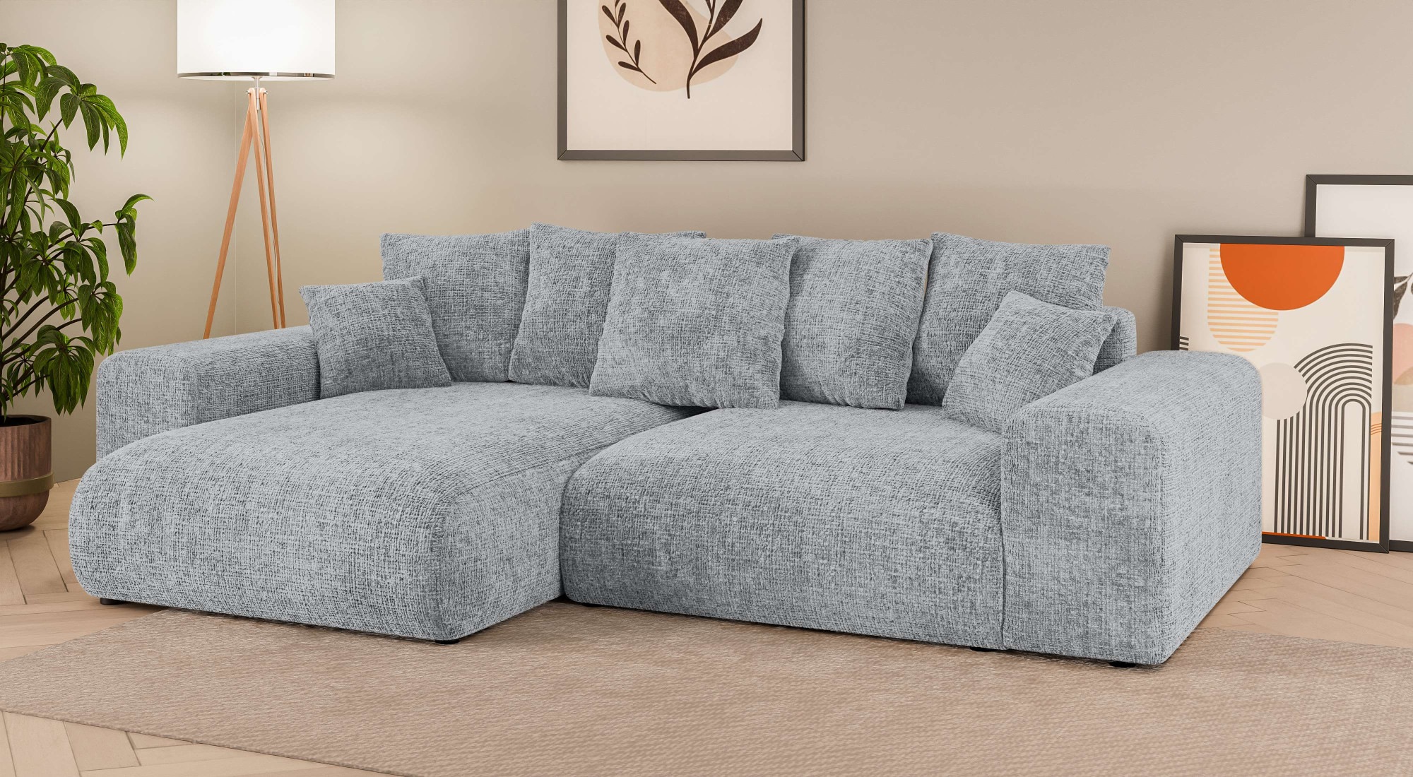 Home affaire Ecksofa »LAKESIDE mit Bettfunktion und Bettkasten, B/T/H 257/166/84 cm«, L-Form, Recamiere beidseitig montierbar, mit Wellenunterfederung