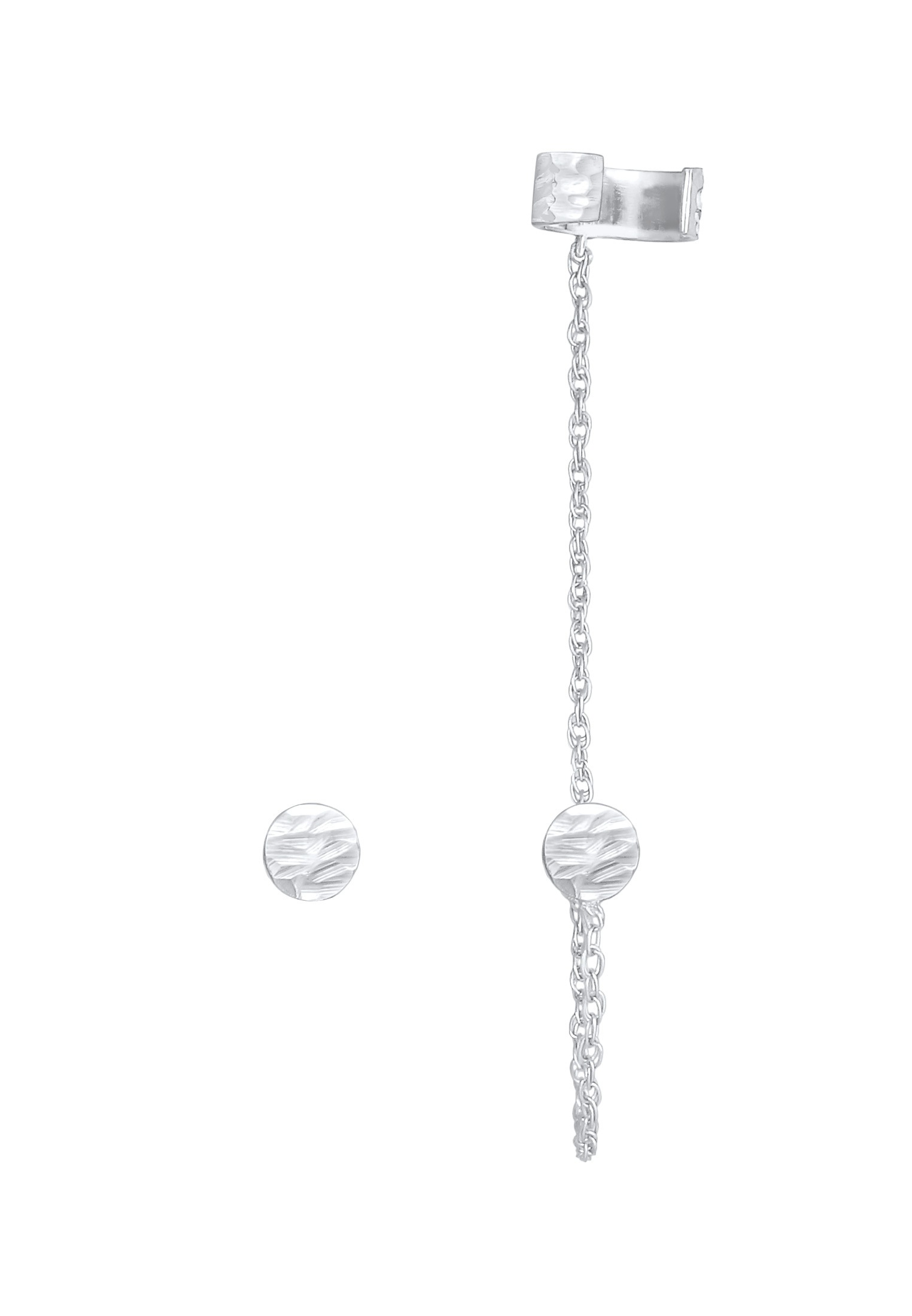 Elli Paar Ohrhänger »Earcuff Stecker Rund Organic Struktur 925 Silber«