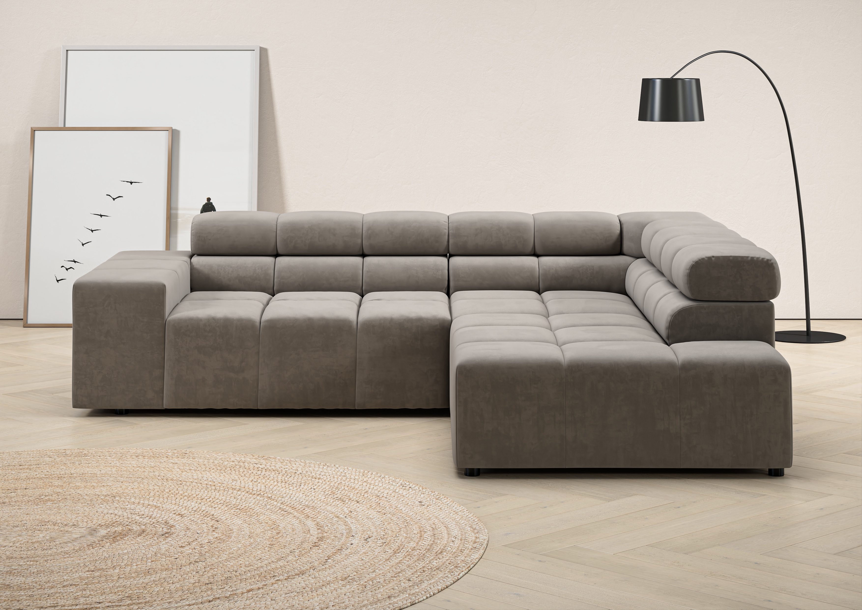 Home affaire Ecksofa "Ancona, Ecksofa, incl. Kopfteilverstellung, Breite 249 cm, L-Form" wahlweise motorische Sitztiefenverstellung, B/T(H: 249/215/70 cm
