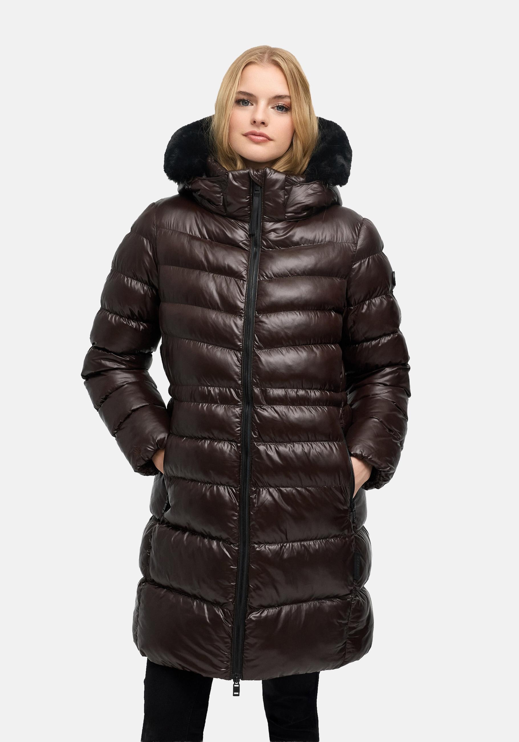 Navahoo Steppmantel "Lumeiaa 14" Warmer Damen Wintermantel mit Kunstfellbesatz