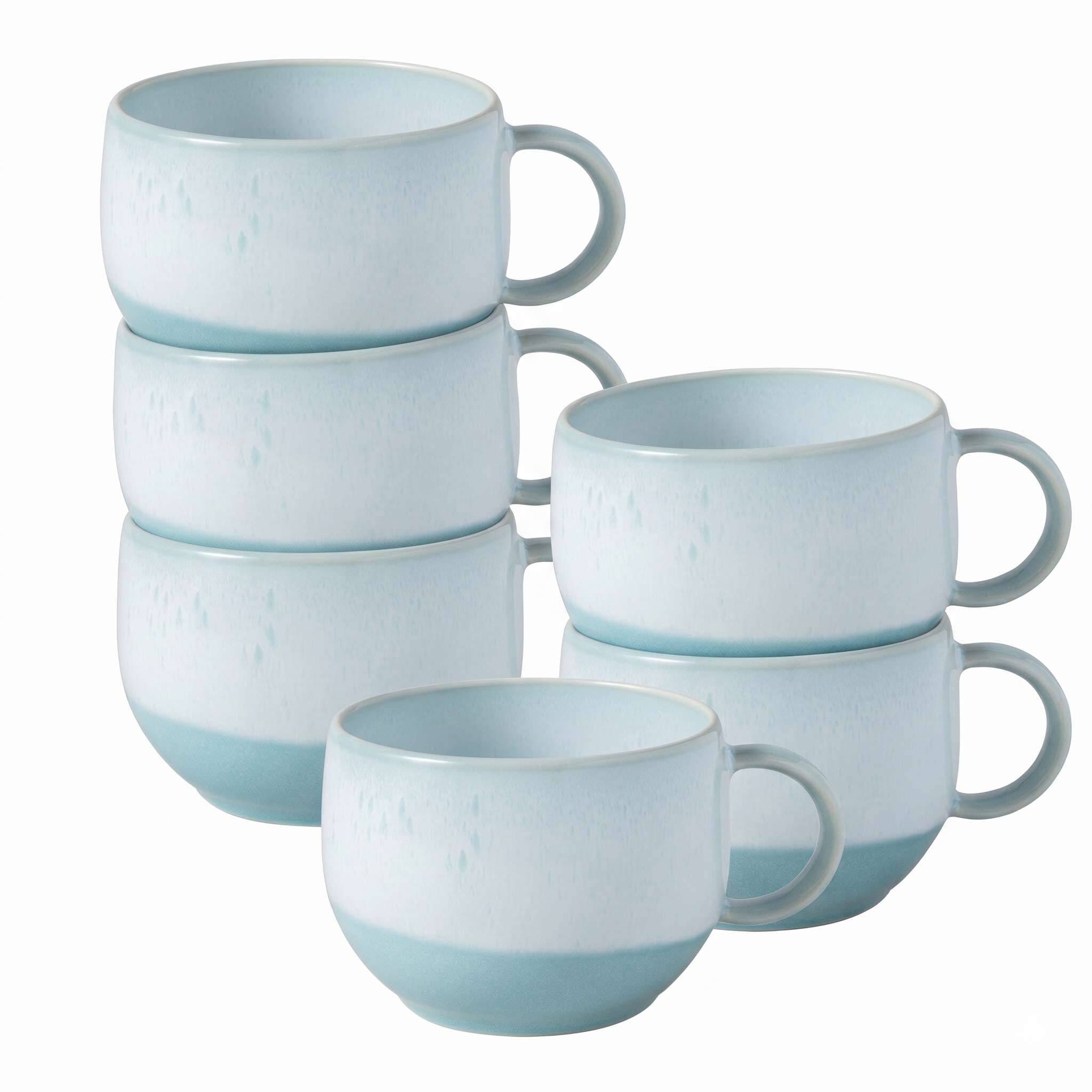 like. by Villeroy & Boch Tasse "Kaffeetassen Perlemor Aqua 190 ml 6er Set blau" Spülmaschinengeeignet, Mikrowellengeeignet