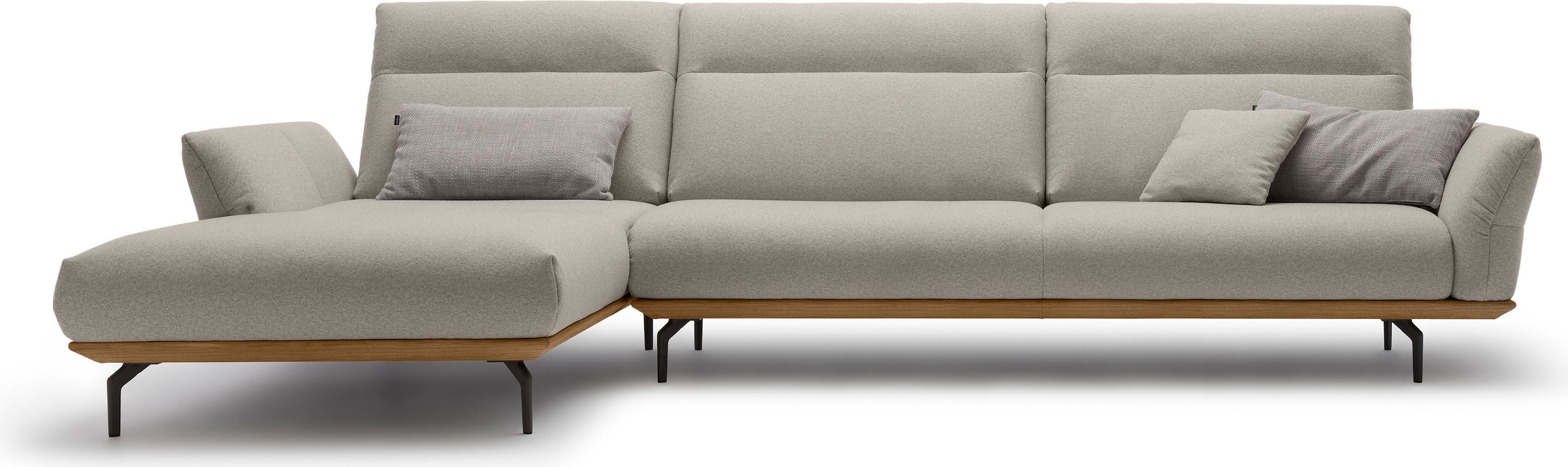 Creation BY ROLF BENZ Ecksofa "CR.460 Designsofa mit erstklassigem Sitzkomfort" Sockel in Nussbaum, Winkelfüße in Umbragrau, Breite 338 cm