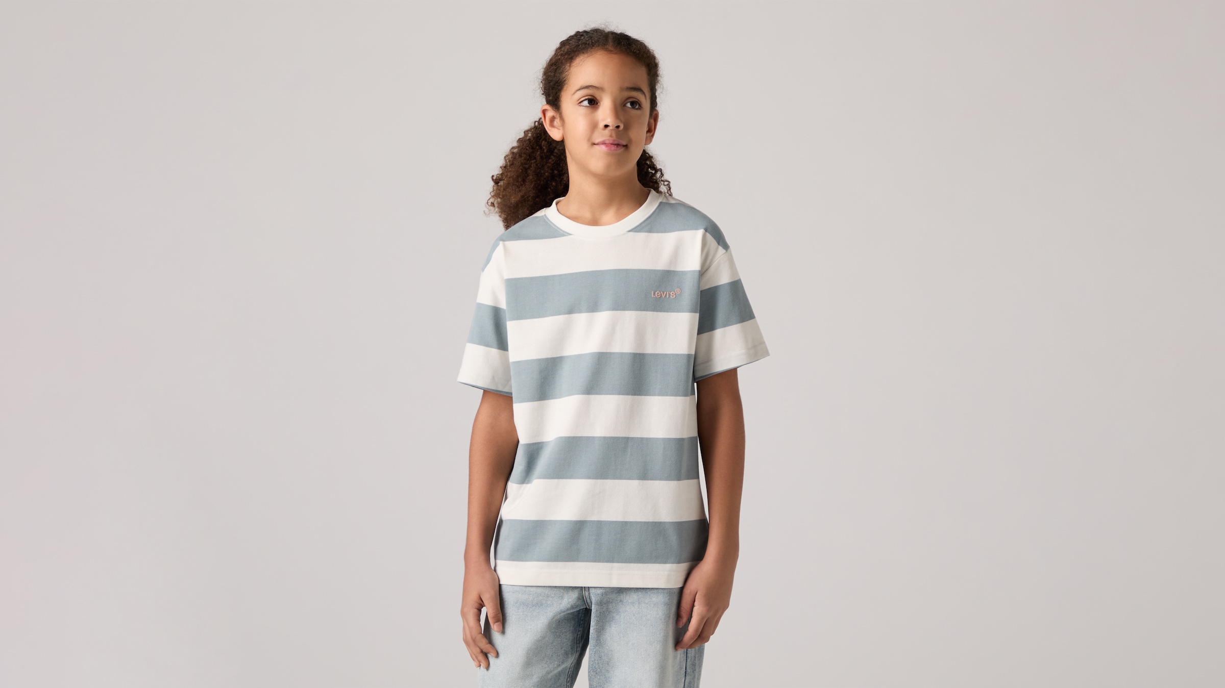 Levi's Kids 9ep864 T-Shirt à Manches Courtes Rayé Gris 16 Ans 3