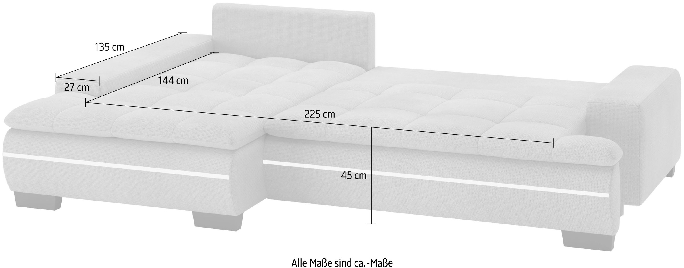 Mr. Couch Ecksofa »Haiti II, L-Form«, RGB-LED Beleuchtung, Kaltschaum, wahlweise mit Bett, Bettkasten