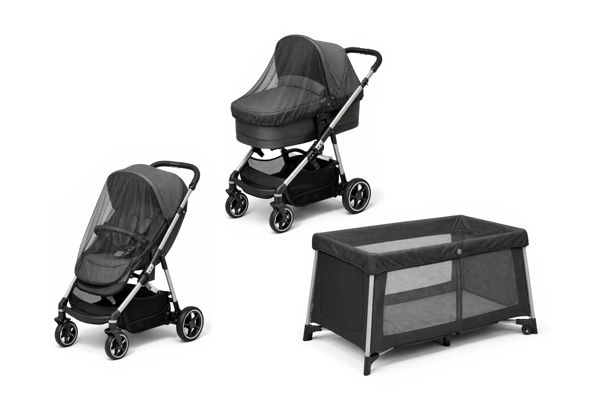 SCHELLENBERG Kinderwagen-Insektenschutz », Moskitonetz« 1 Stk. tlg. Fliegengitter-Gewebe mit Gummizug, 130x70x33cm, anthrazit