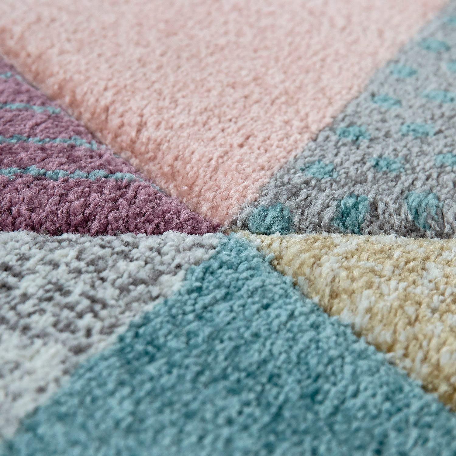 Paco Home Teppich »Mia 054«, rechteckig, 16 mm Höhe, Kurzflor, modernes buntes 3D-Patchwork Design, Pastell- Farben