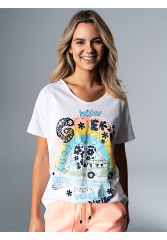 T-Shirt »TRIGEMA Oversized T-Shirt mit buntem Hippie-Print«, (1 tlg.)