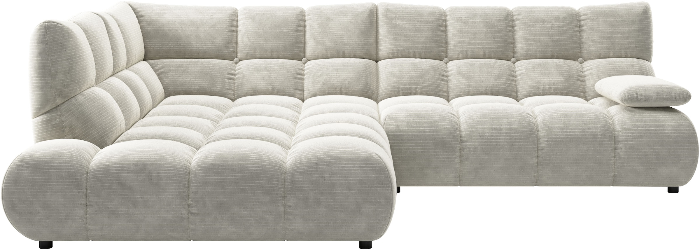 Home affaire Ecksofa "Cozy Bubble, mit klappbarer Armlehne, Breite 289 cm" mit eleganter Steppung, Rundumbezug & weicher Polsterung