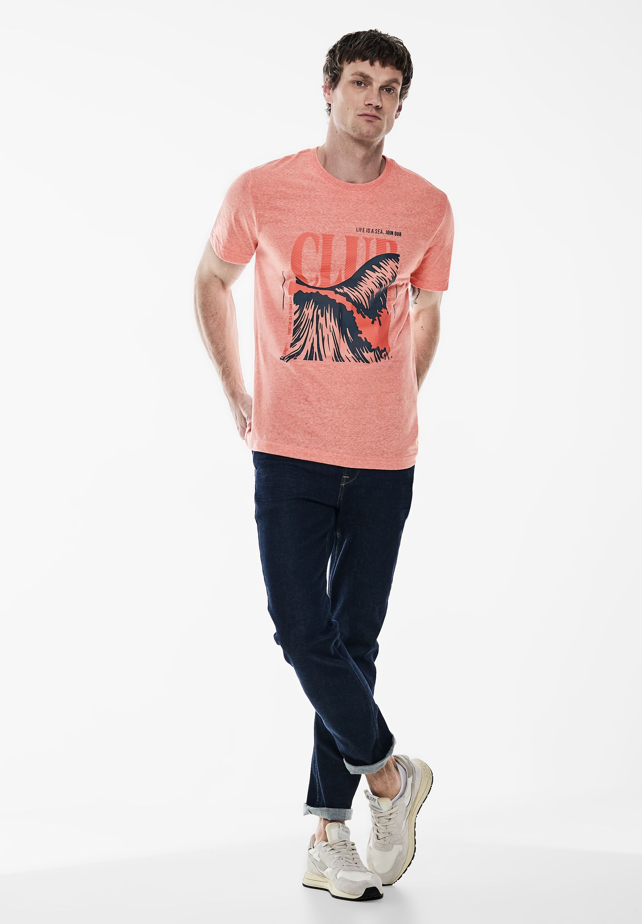 STREET ONE MEN T-Shirt, bestehend aus einem Materialmix